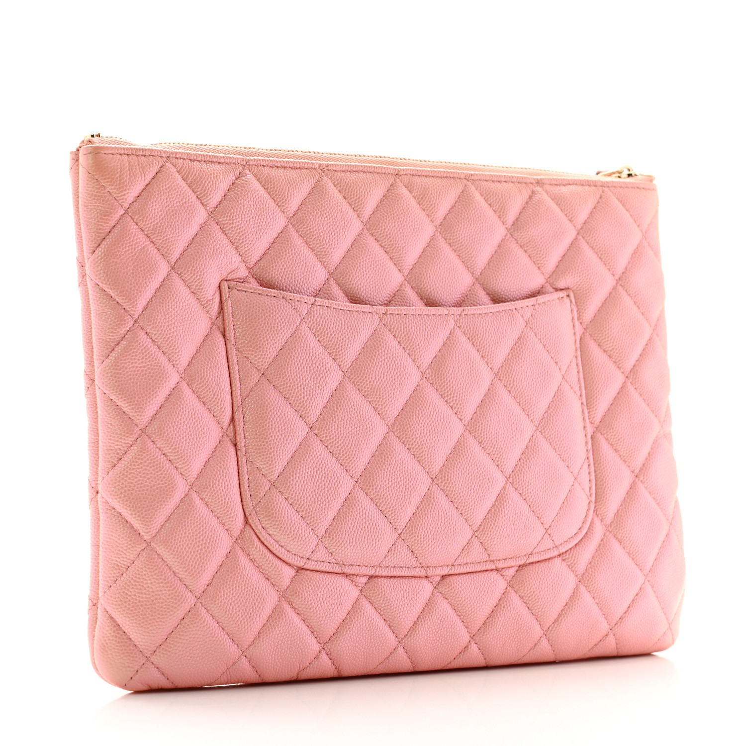 CHANEL Iridescent Caviar Quilted Medium Cosmetic Case Rose Pink 3