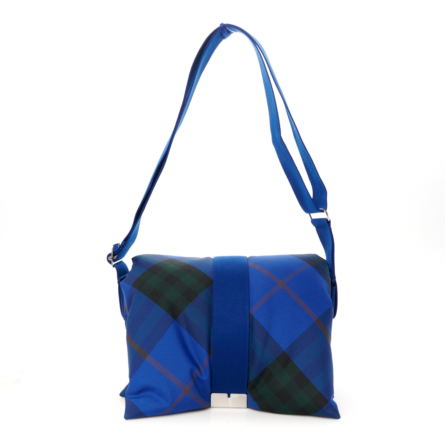BURBERRY Nylon Pillow Check Knight Crossbody Blue 1629964
