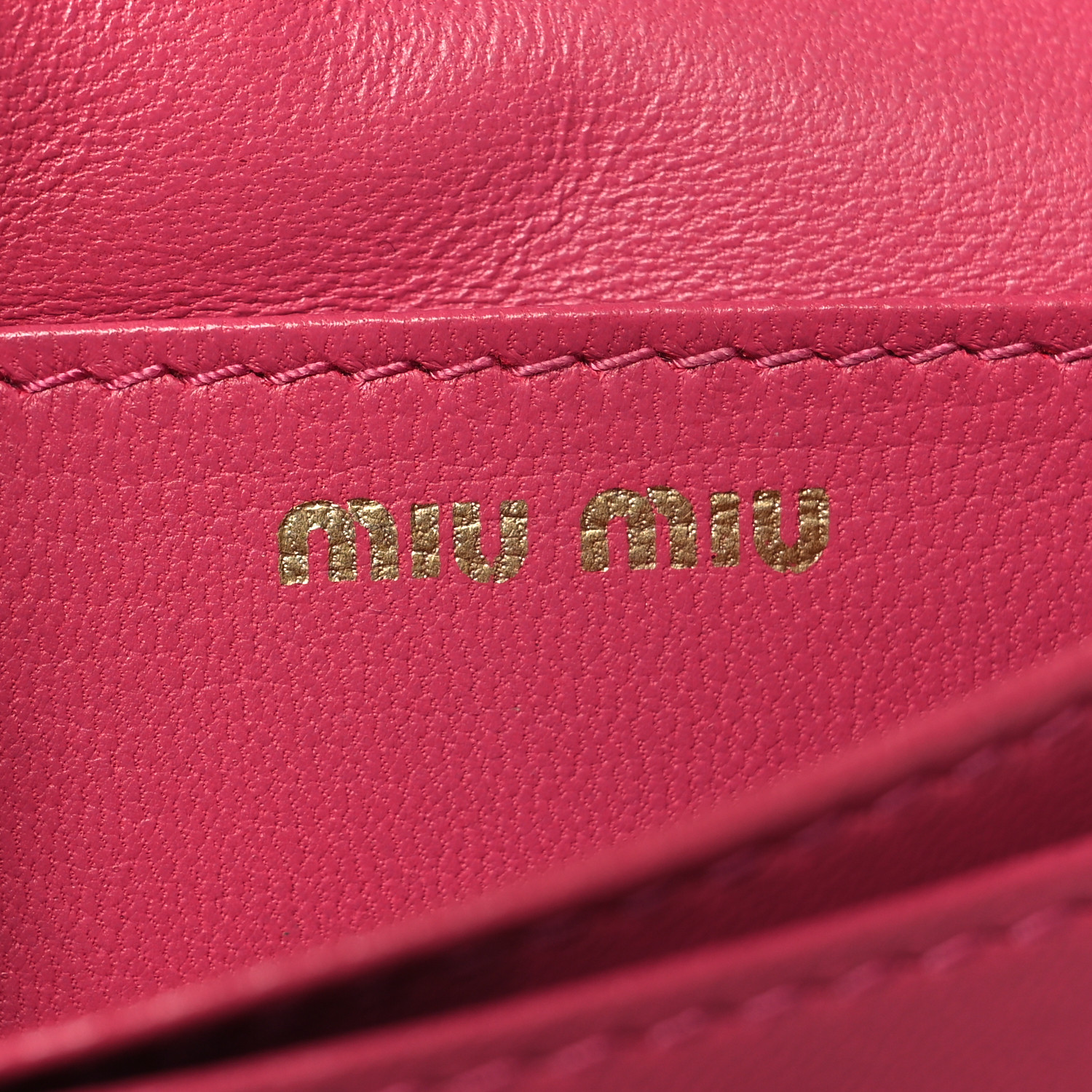 MIU MIU Nappa Impunture Flap Card Holder Key Ring Magenta