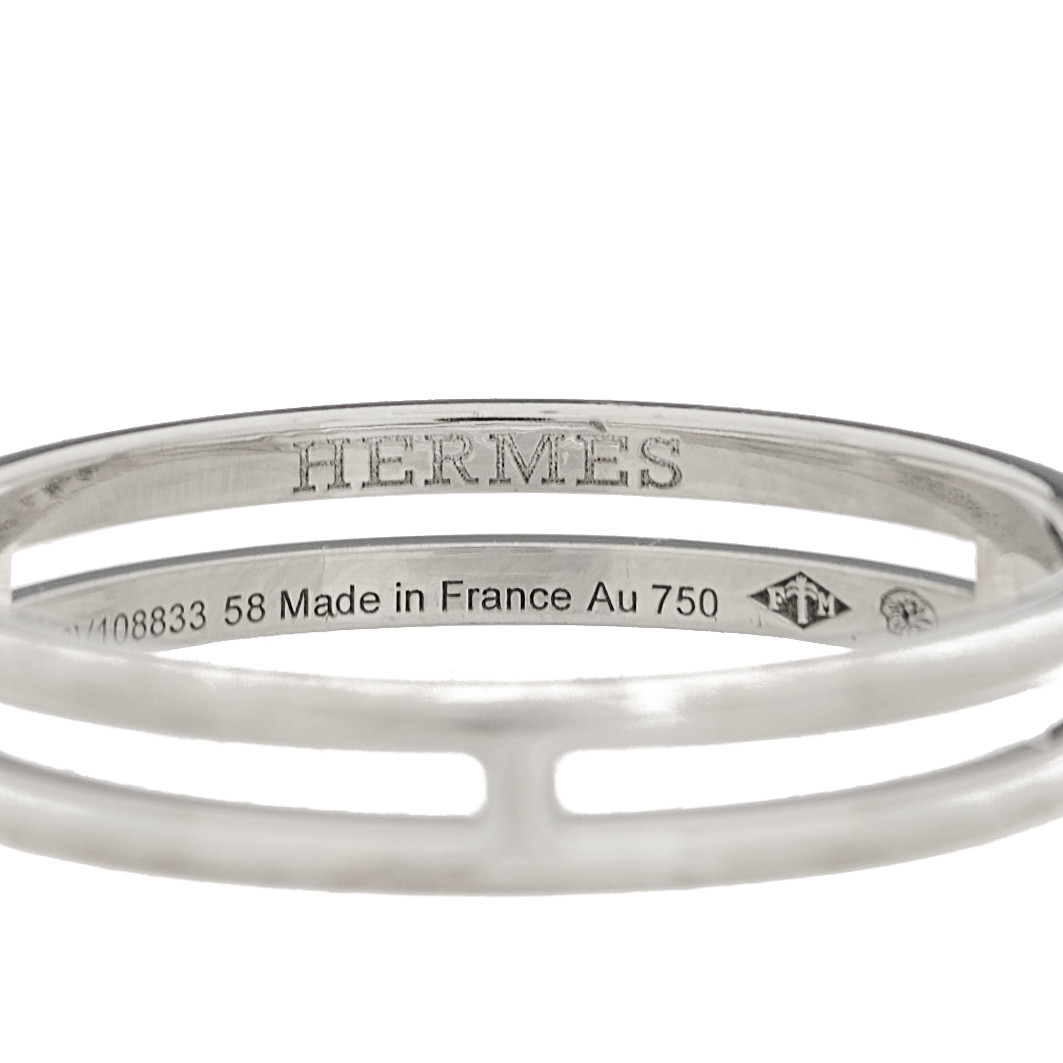 HERMES 18K White Gold Ariane Wedding Band Ring 58 8.5