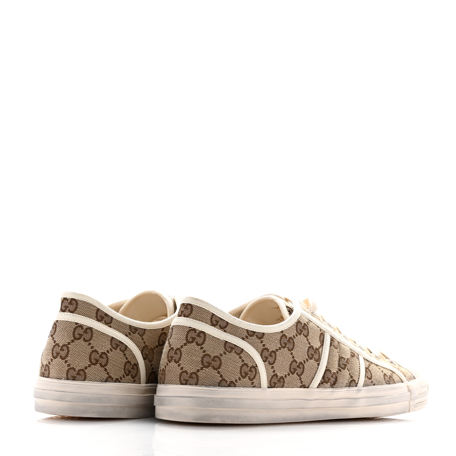 GUCCI GG Monogram Mens Julio Low Top Sneakers 10 Beige Ebony