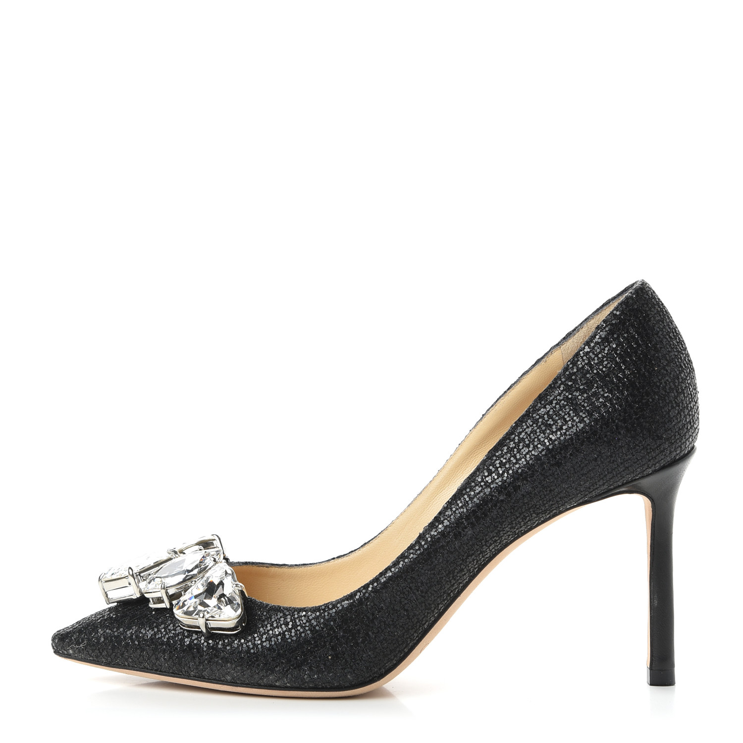 【値下げ】Jimmy Choo Marvel Crystal Pumps 100 JIMMY CHOO Glitter Crystal Marvel 85 Pumps 36.5 Black 696940