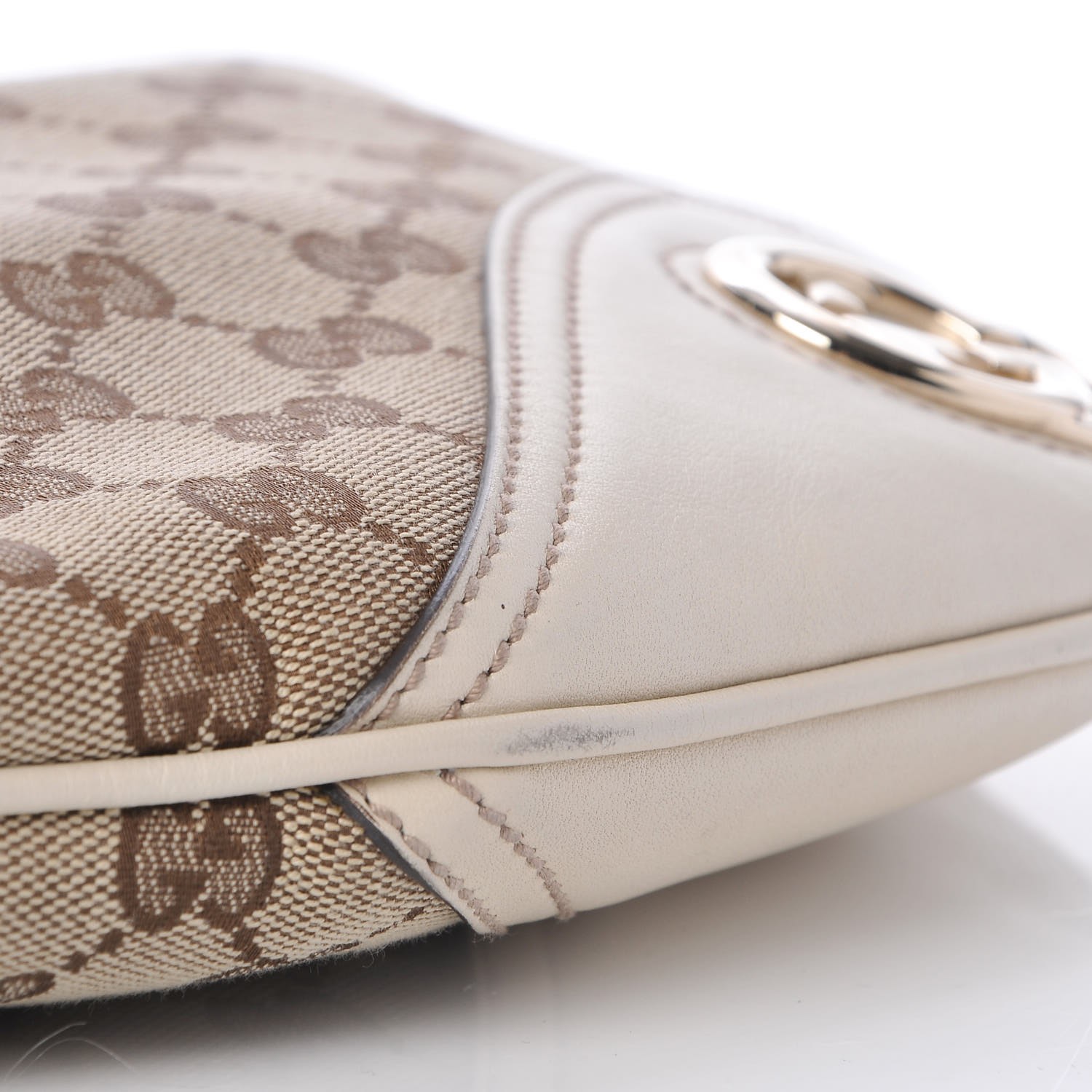 GUCCI Monogram Medium New Britt Half Moon Hobo White 286355 GUCCI Monogram Medium New Britt Half Moon Hobo White 286355