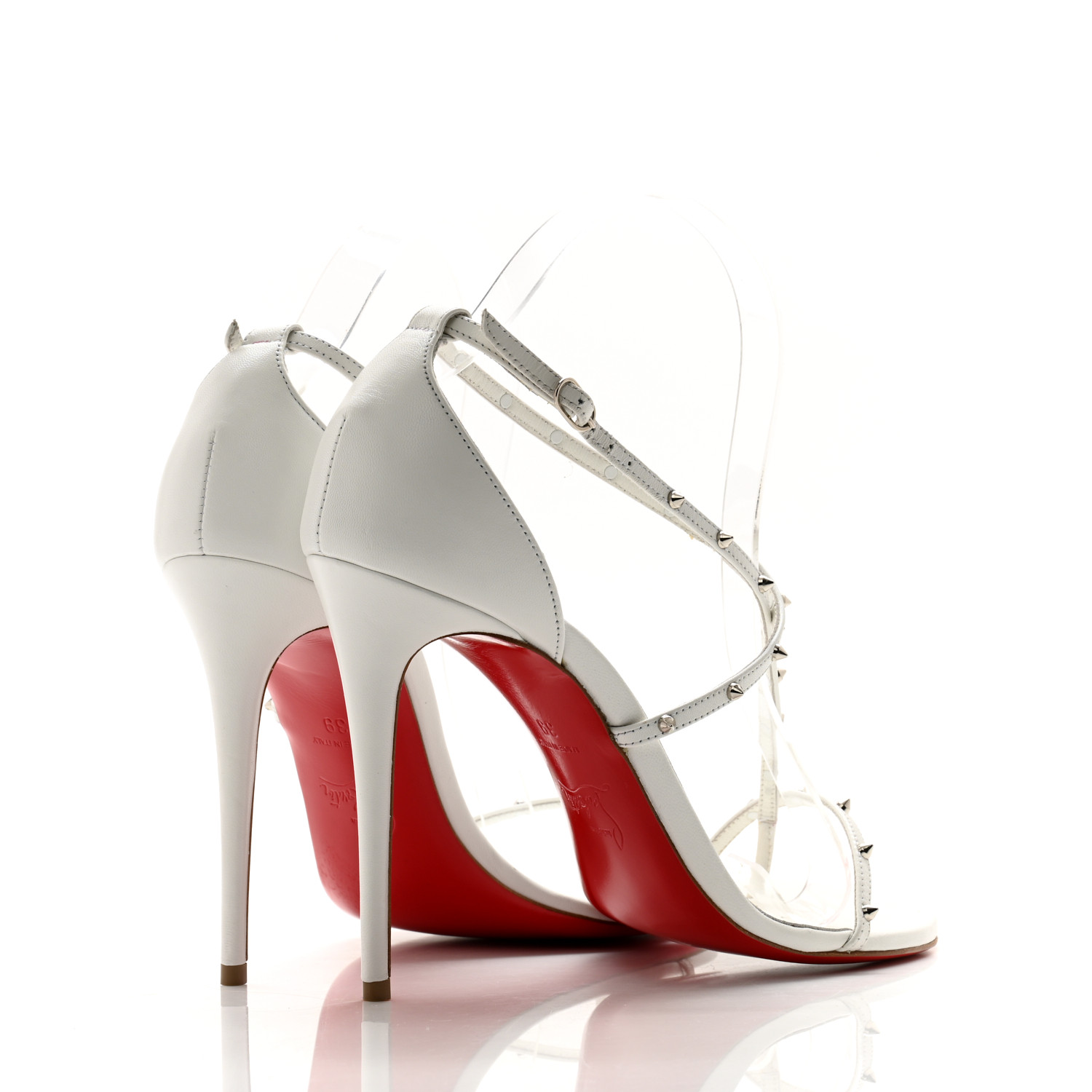 CHRISTIAN LOUBOUTIN Riojana 100 Spiked Sandals 39 White