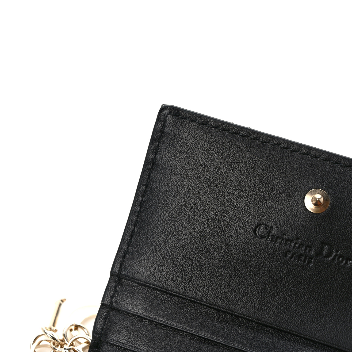 CHRISTIAN DIOR Patent Cannage Mini Lady Dior Gardenia Wallet