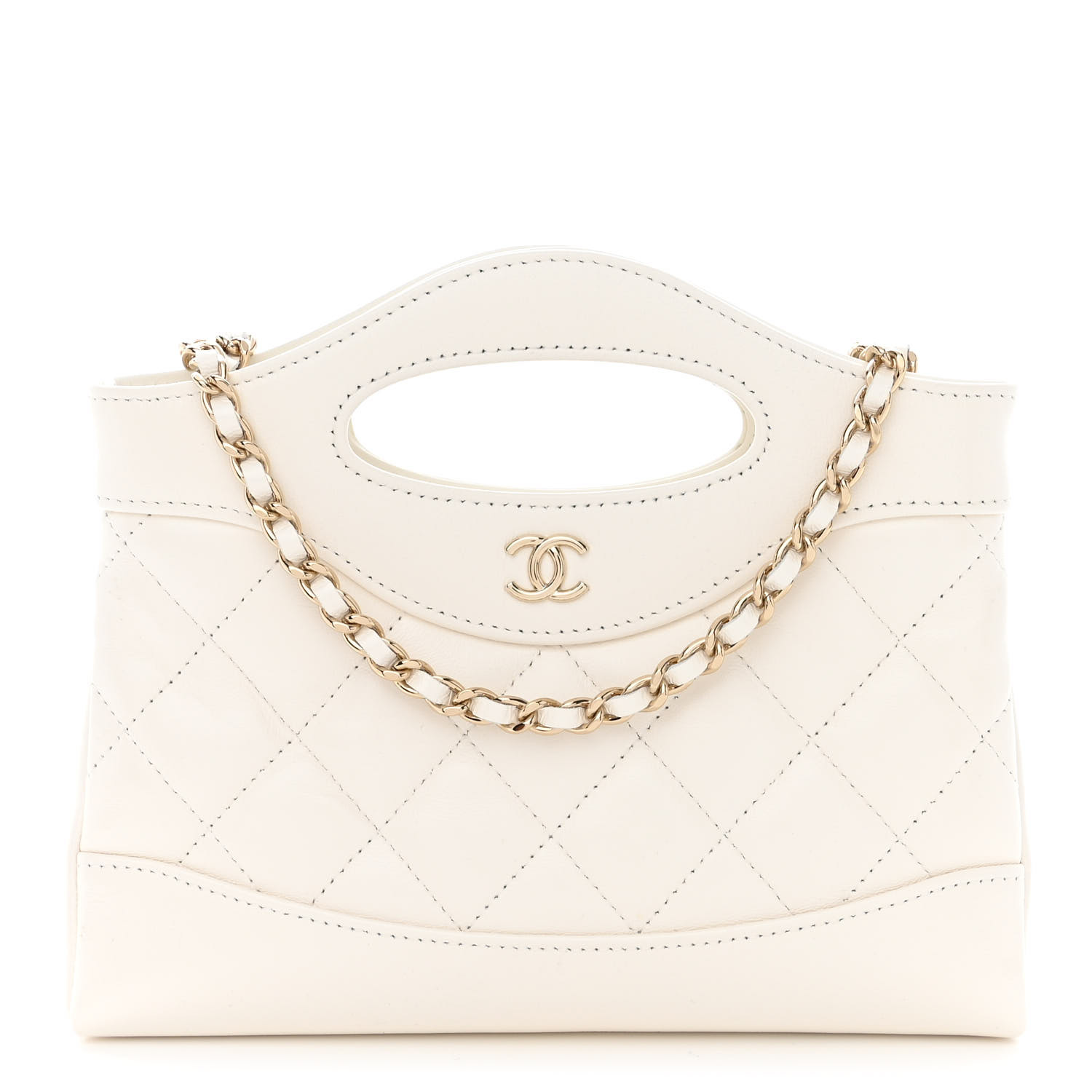 CHANEL Shiny Crumpled Calfskin Quilted Nano 31 Shopping Bag