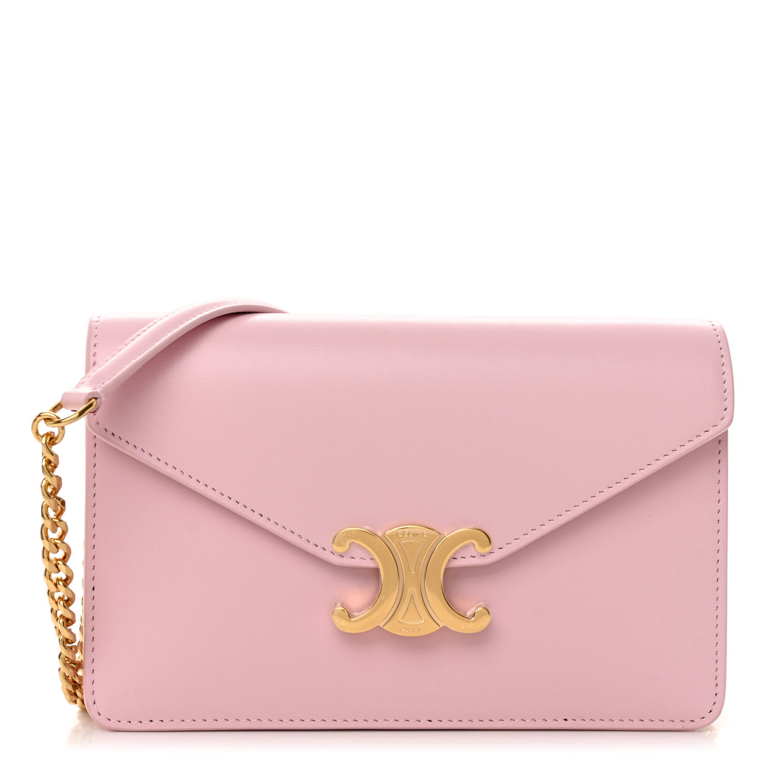 CELINE Shiny Calfskin Triomphe Margo Wallet on Chain Pastel