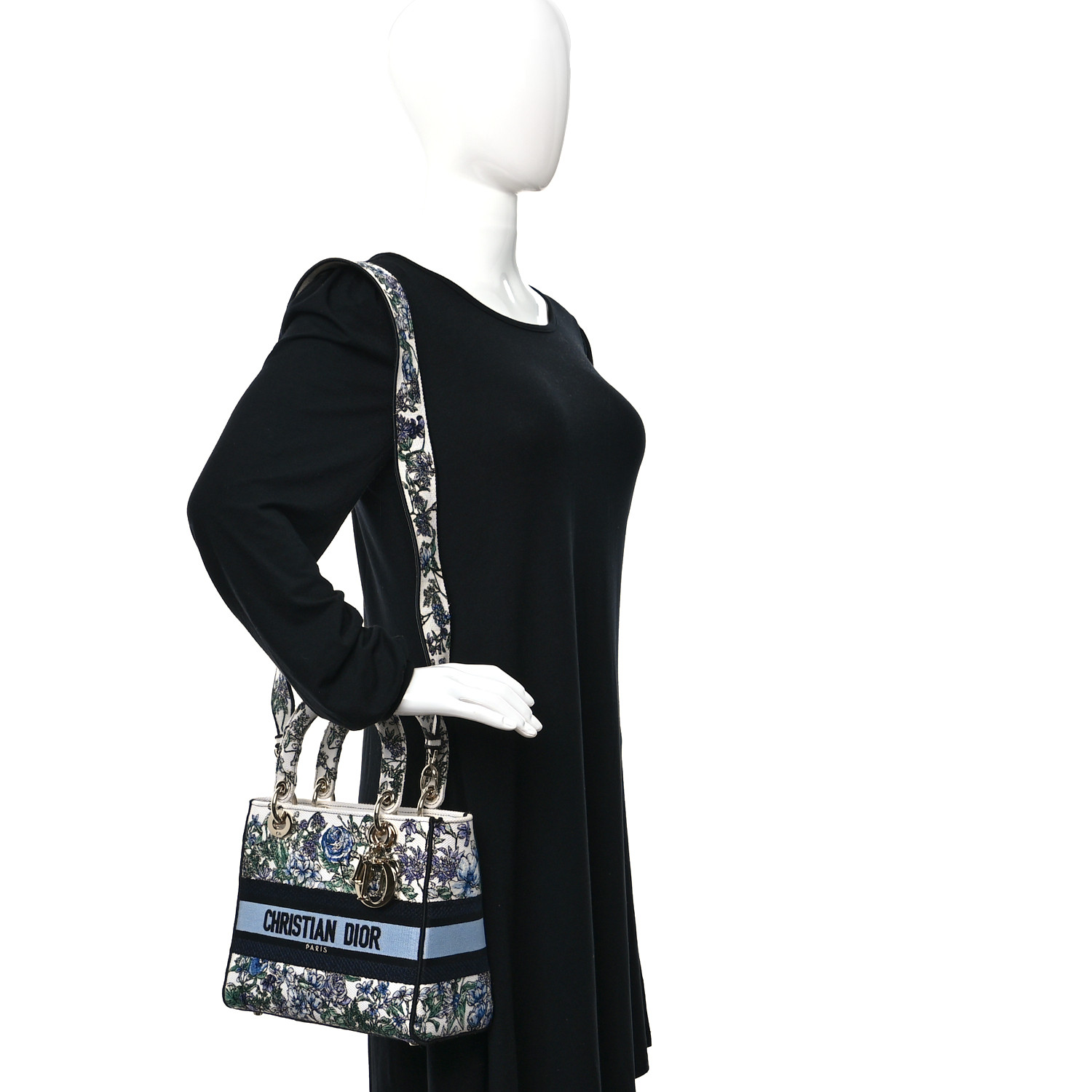 CHRISTIAN DIOR Canvas Embroidered Print Medium Lady D-Lite