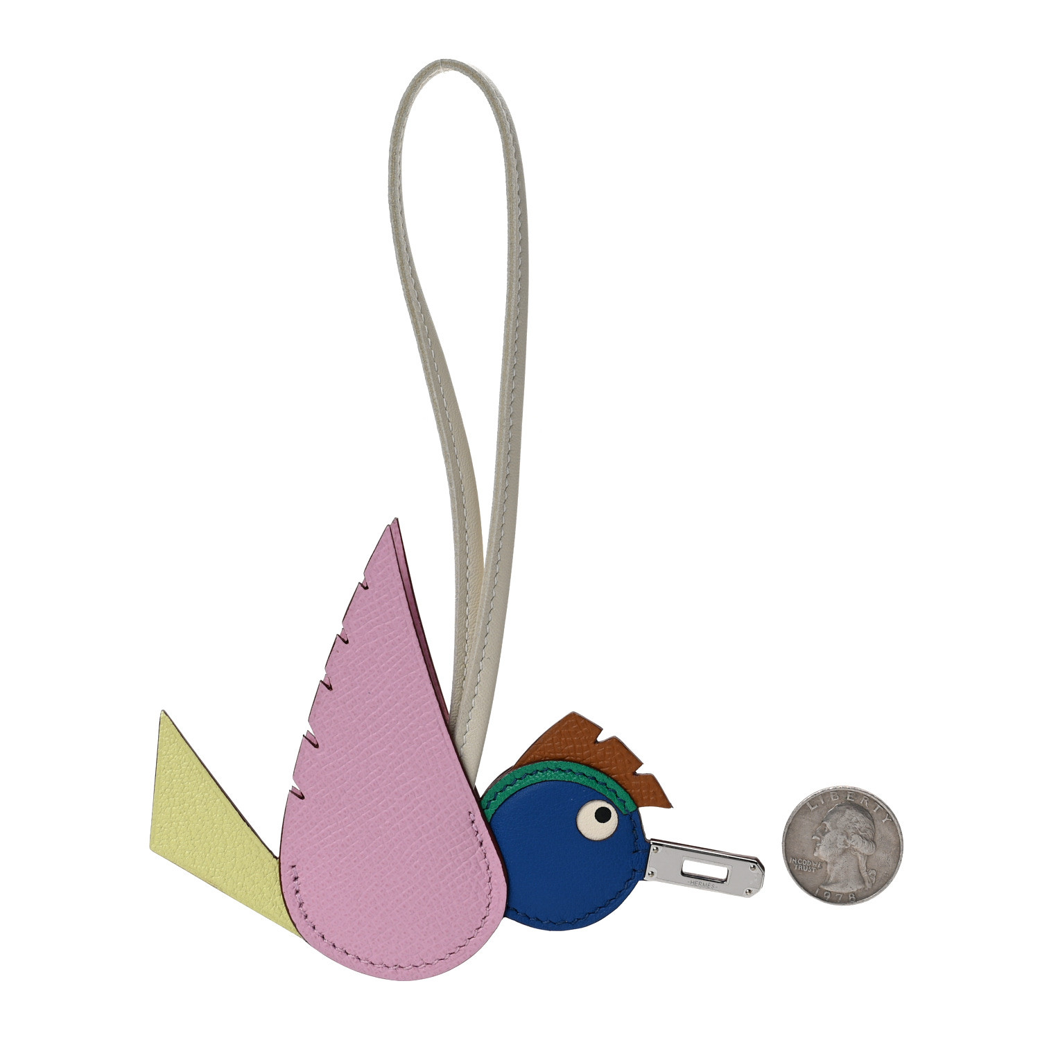 HERMES Epsom Swift Chevre Mysore Birdy Bag Charm Mauve