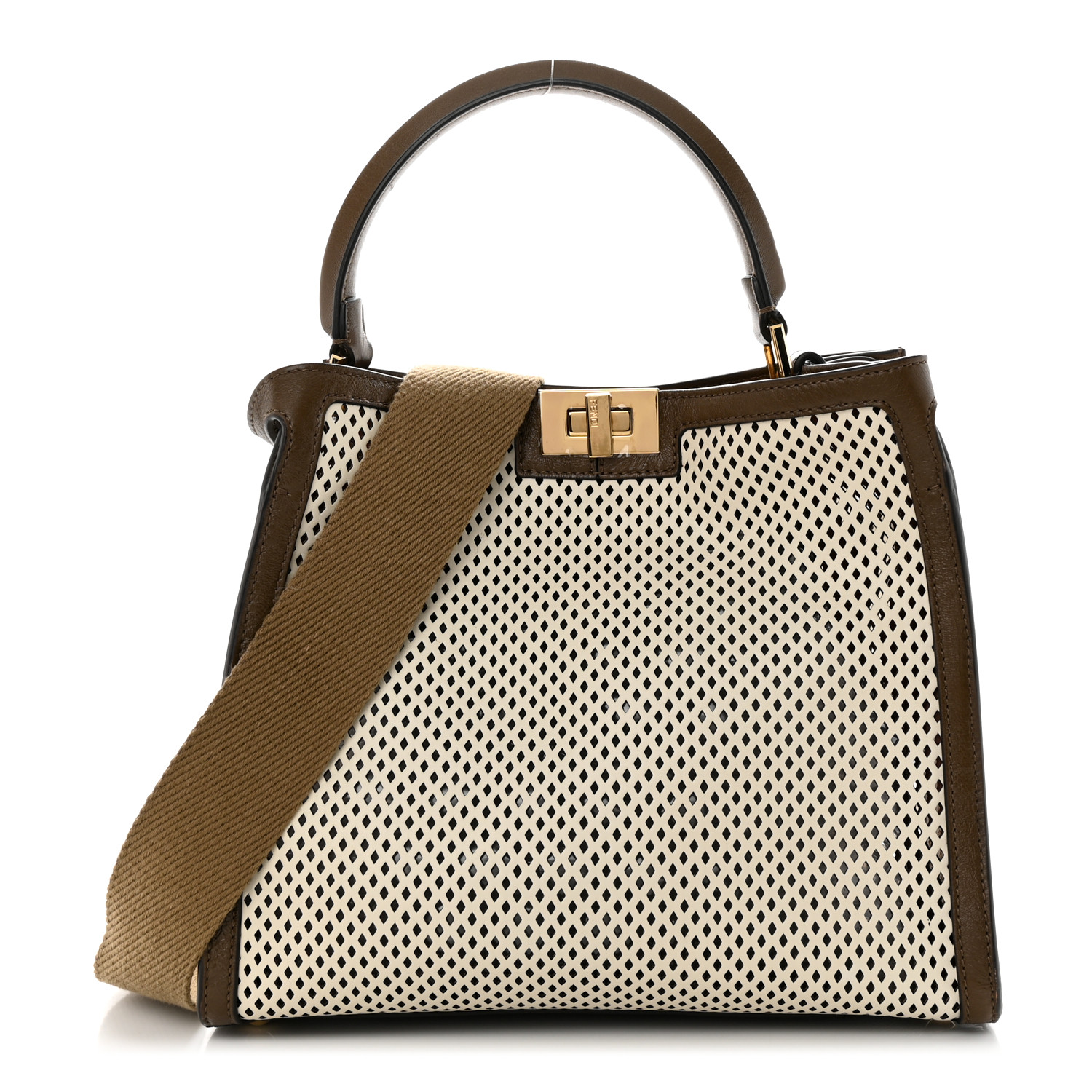 FENDI Vitello Liberty Glossy Lambskin Perforated Medium