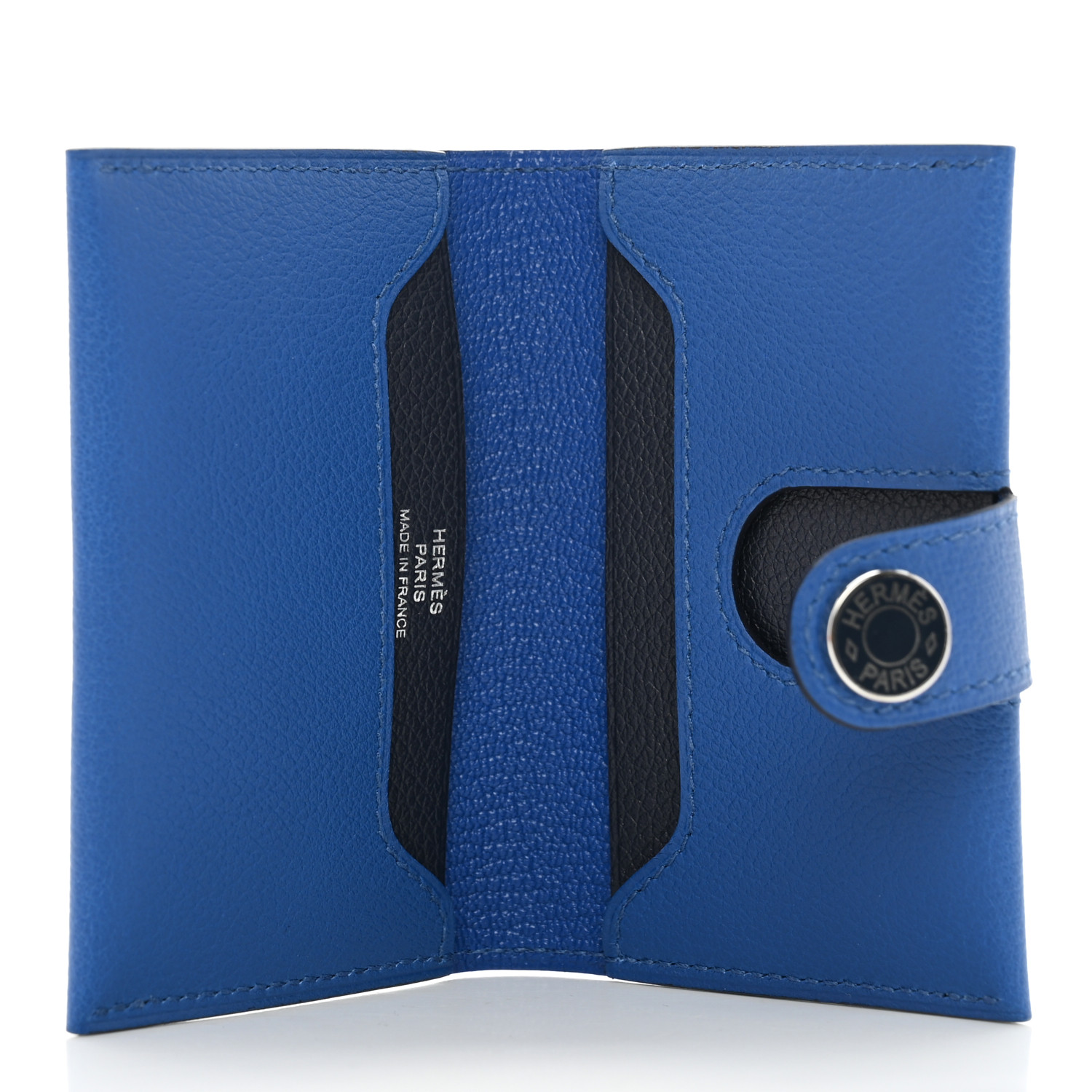 HERMES Evercolor R.M.S Card Holder Bleu France Bleu Nuit