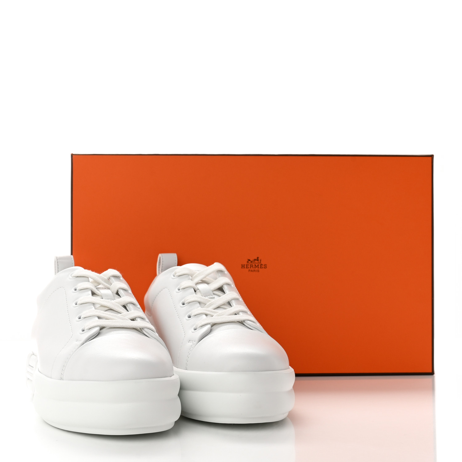 スニーカー HERMES Sneakers Happy HERMES Happy Sneaker White 38 *New - Timeless Luxuries