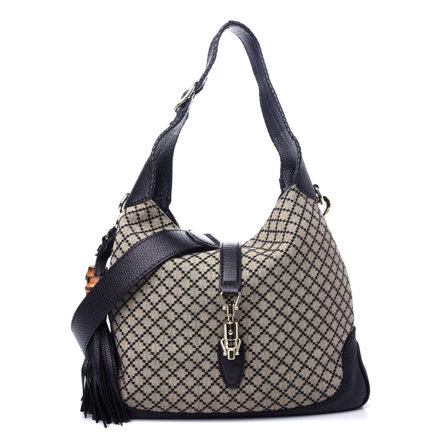 GUCCI Diamante Medium New Jackie Shoulder Bag Black 732907