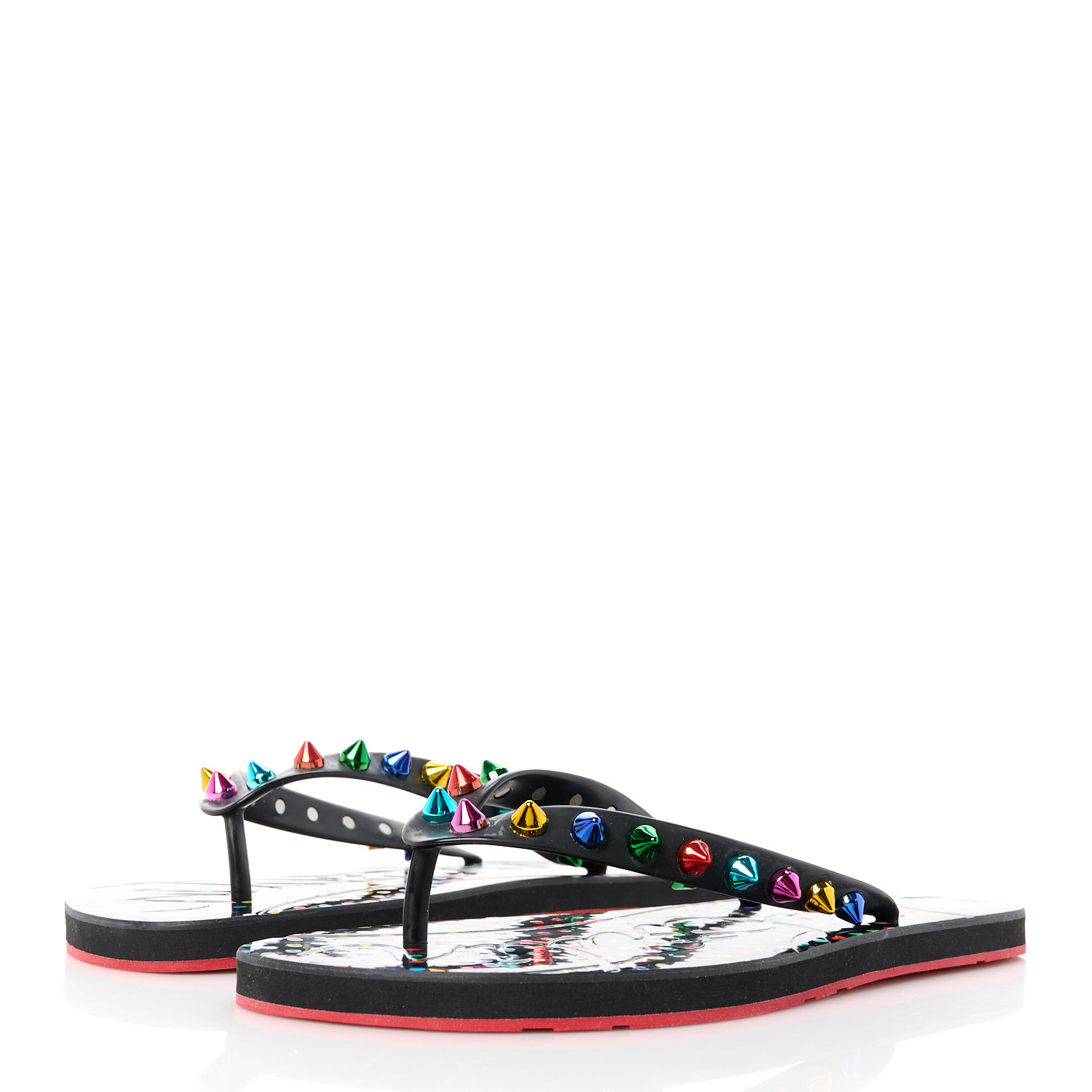 CHRISTIAN LOUBOUTIN Rubber Spike Loubi Donna Flip Flop 38