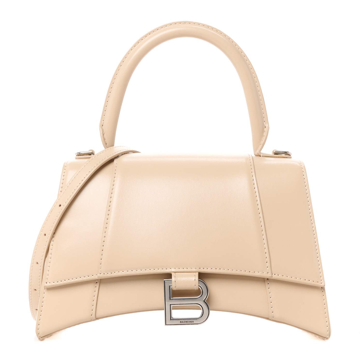 ショルダーバッグ・ポシェット BALENCIAGA HOURGLASS HANDBAG SMALL BEIGE SHINY BOX CALFSKIN Women's Hourglass Handbag Small in Beige | Balenciaga US
