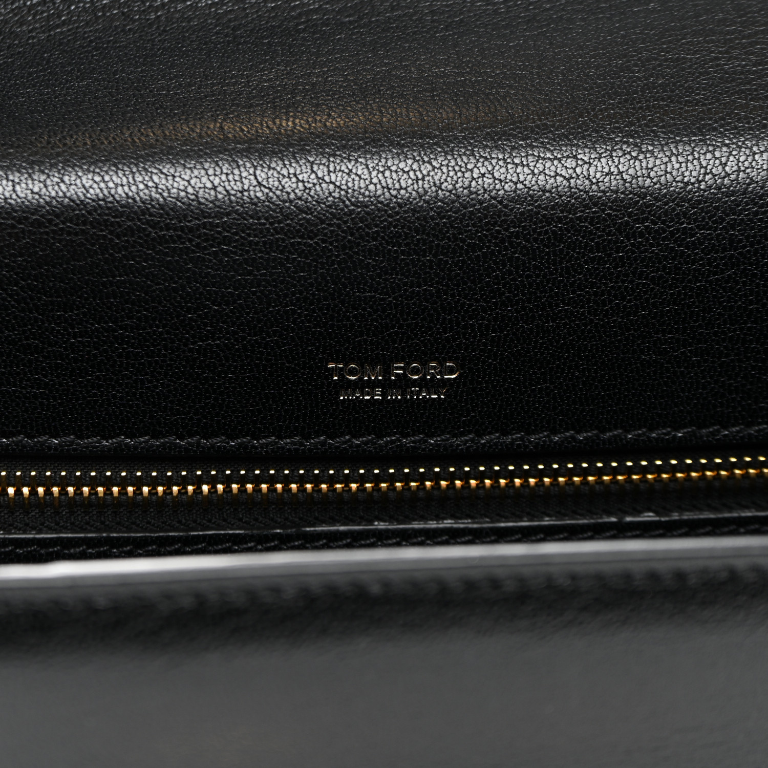 TOM FORD Shiny Goatskin Medium 001 Top Handle Bag Black