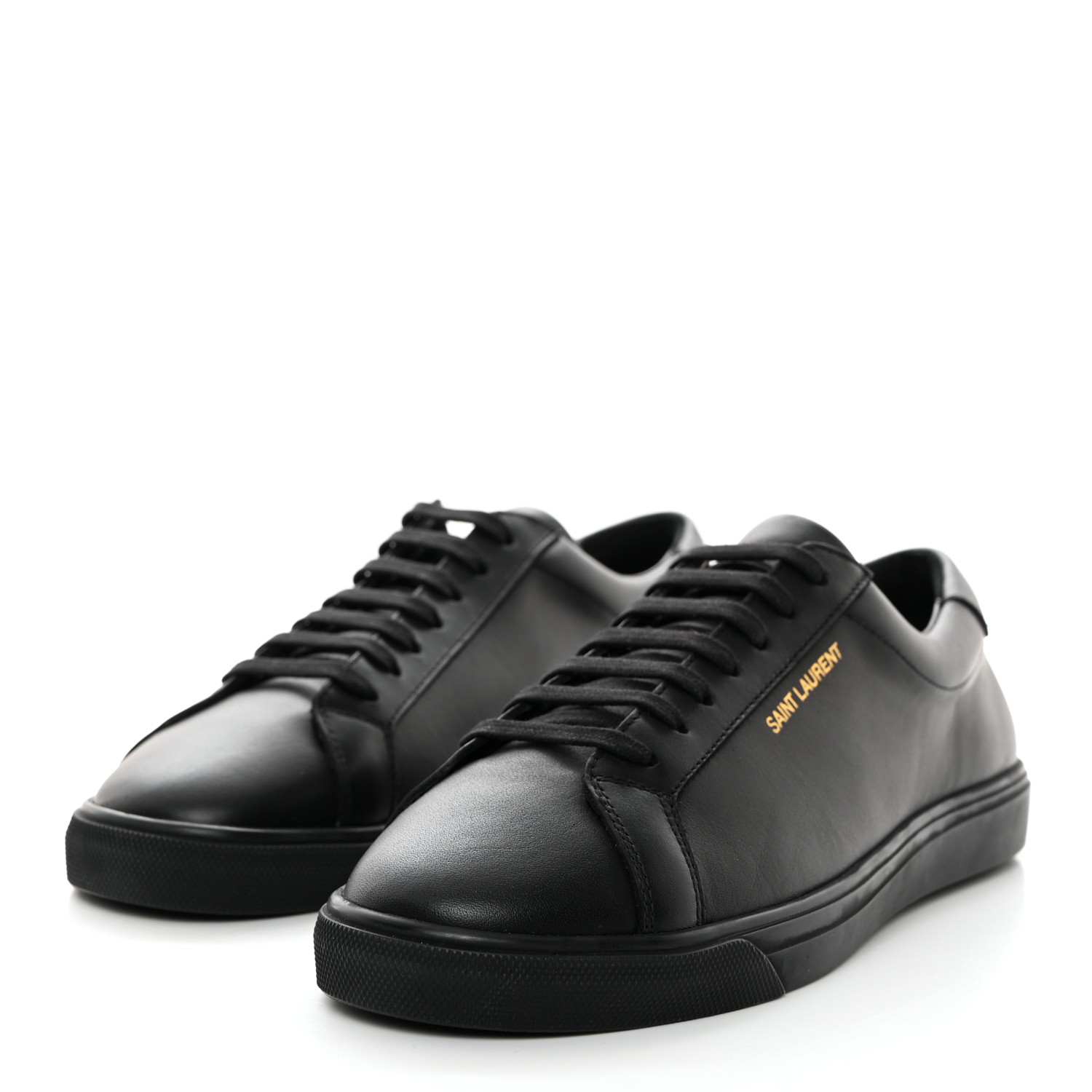 SAINT LAURENT Calfskin Andy Low Top Sneakers 39 Black