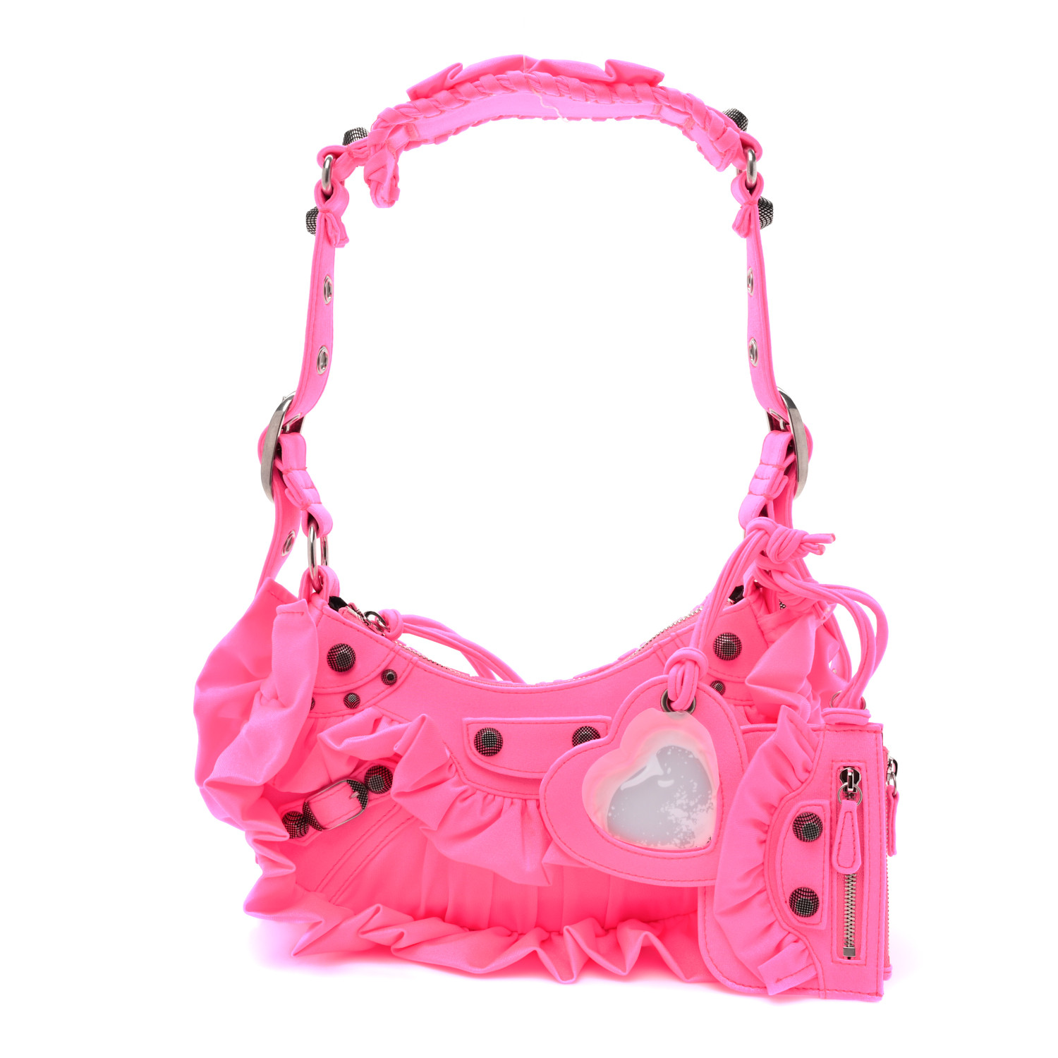 ショルダーバッグ・ポシェット BALENCIAGA FLUO PINK FABRIC LE CAGOLE XS SHOULDER BAG BALENCIAGA Ruffled Jersey Le Cagole Shoulder Bag XS Fluo