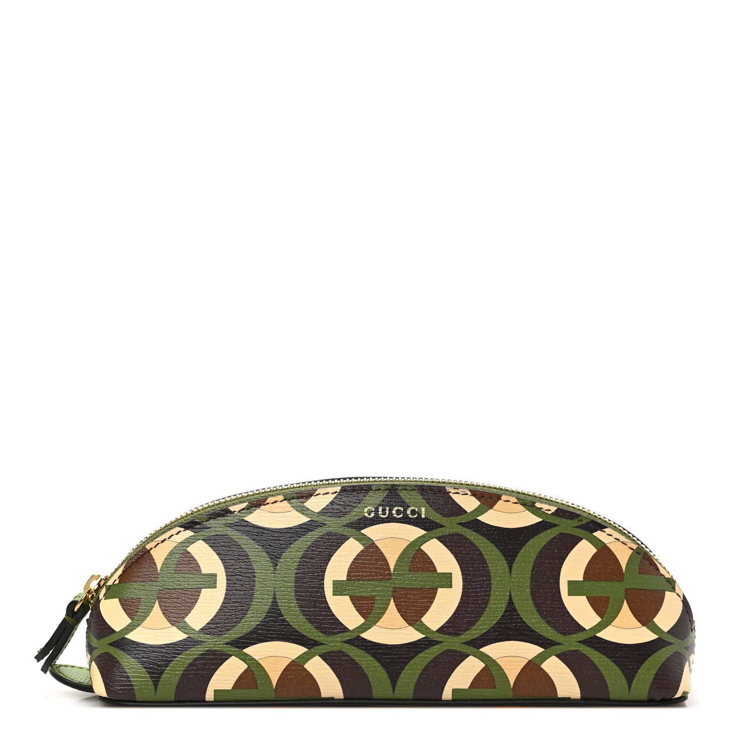 GUCCI★素敵！Green Brown Demetra MOD GG Cascade Pencil CASE GUCCI Cascade green & brown Demetra logo print pencil case