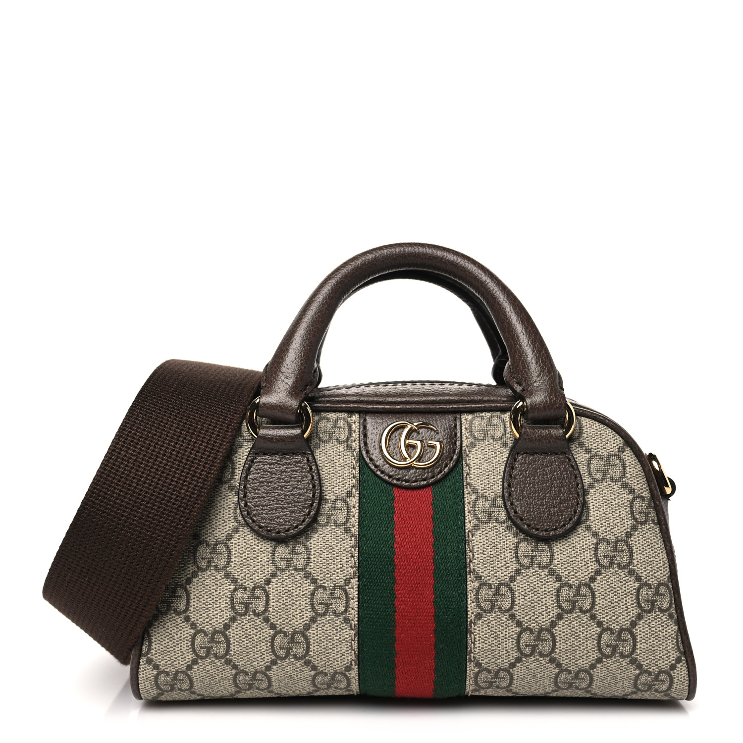 GUCCI GG Supreme Monogram Textured Dollar Calfskin Web Mini