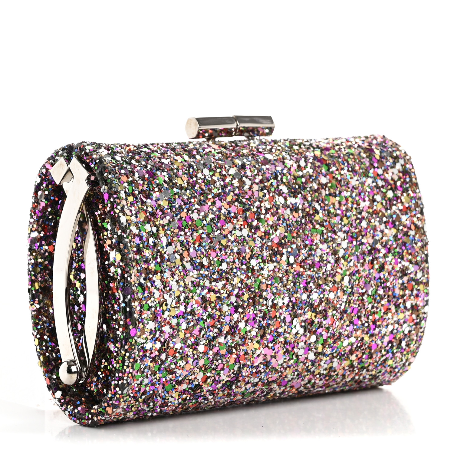 【Jimmy Choo】CHERI CLUTCH COARSE GLITTER クラッチバッグ JIMMY CHOO Coarse Glitter Kiss Lock Clutch Bubblegum Mix