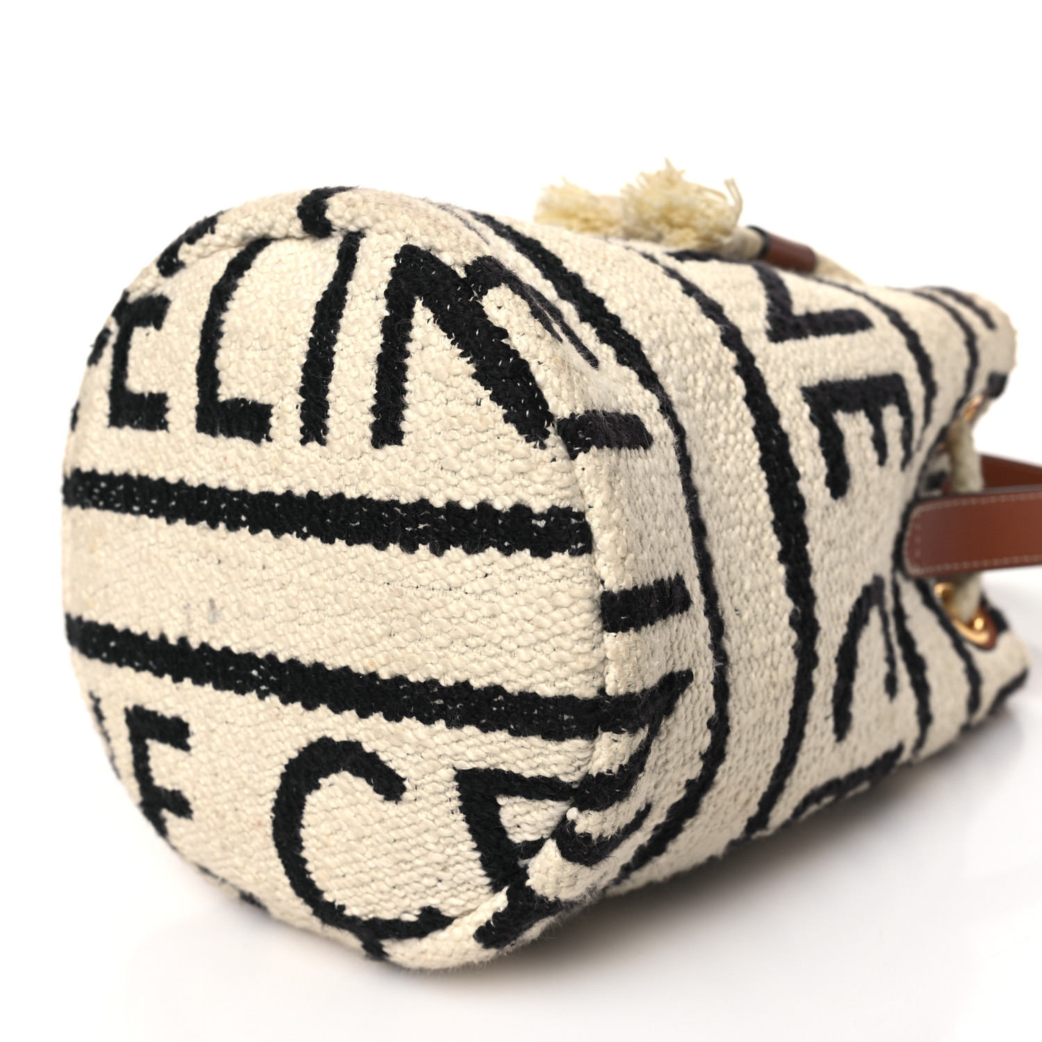 ☆☆CELINE☆☆ Celine 196532ECH 15KZ Teen Drawstring Striped CELINE All Over Textile Calfskin Striped Teen Drawstring Bag