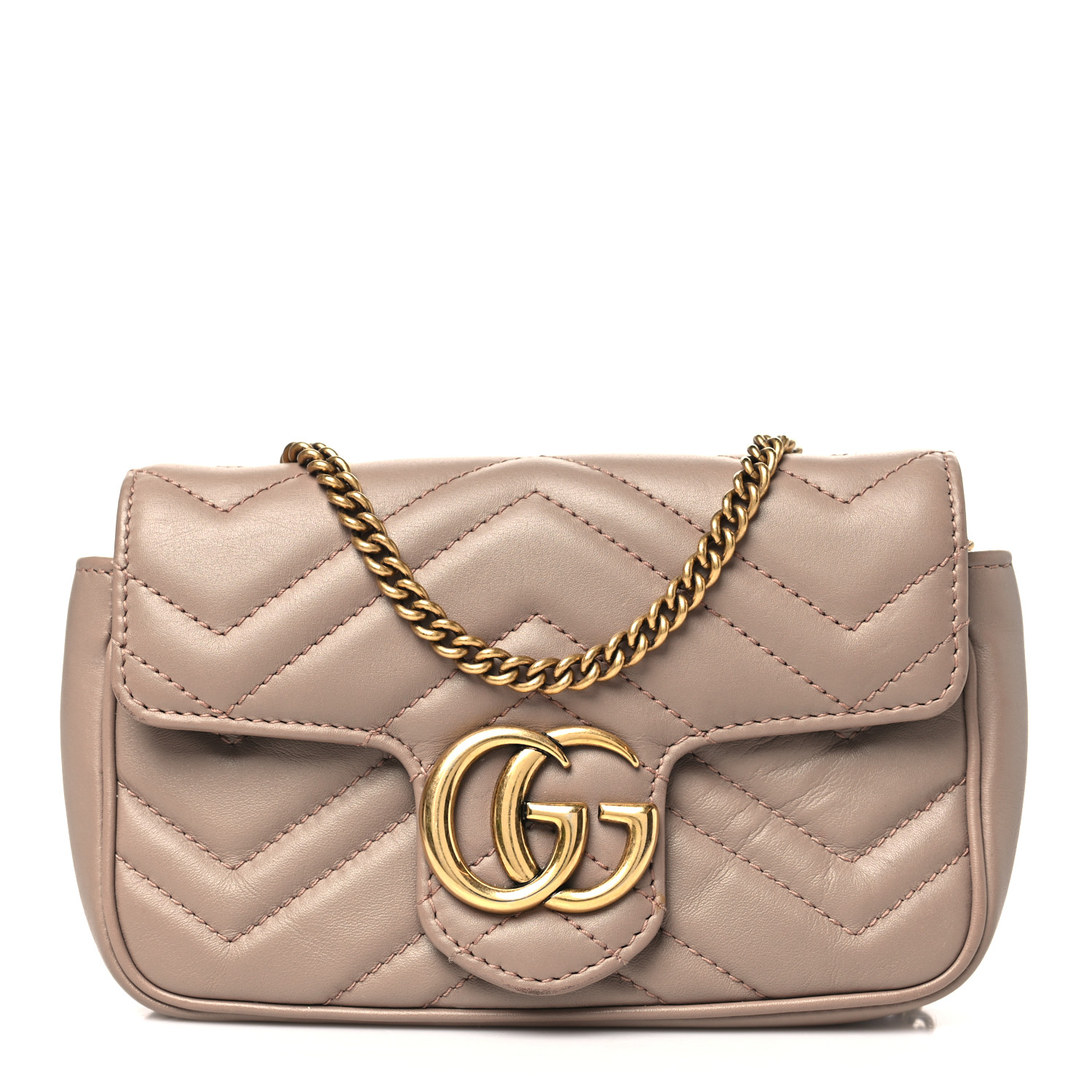 GUCCI Calfskin Matelasse Super Mini GG Marmont Shoulder Bag