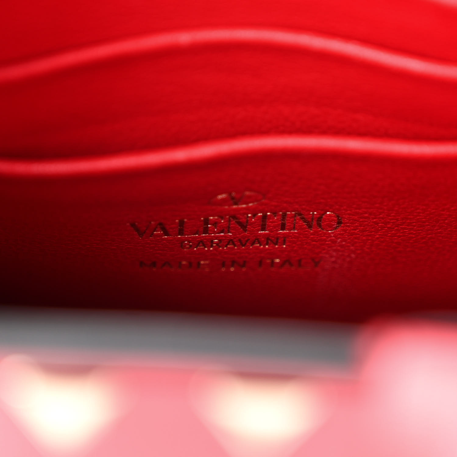 VALENTINO GARAVANI Calfskin Rockstud Phone Holder Red