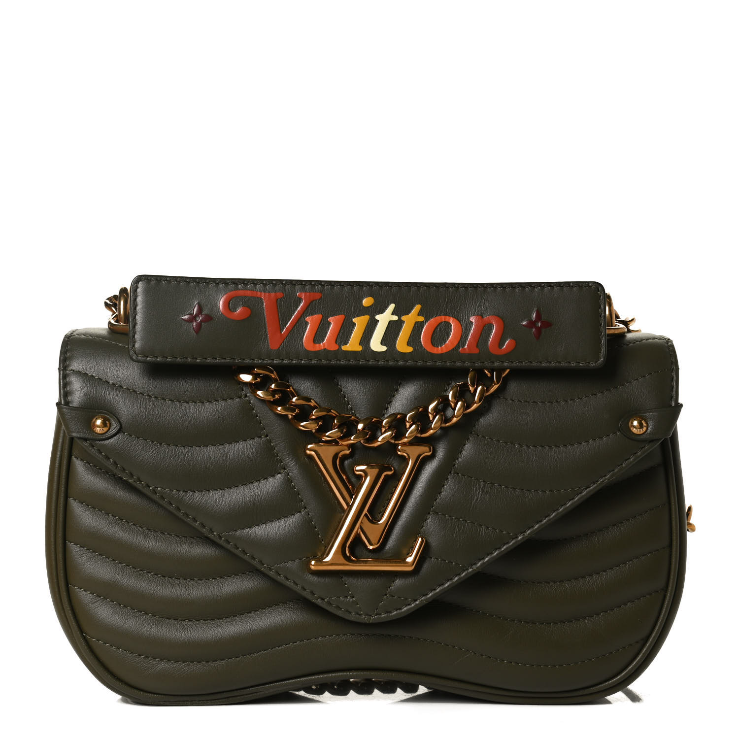 LOUIS VUITTON Calfskin New Wave Chain MM Kaki 1073918