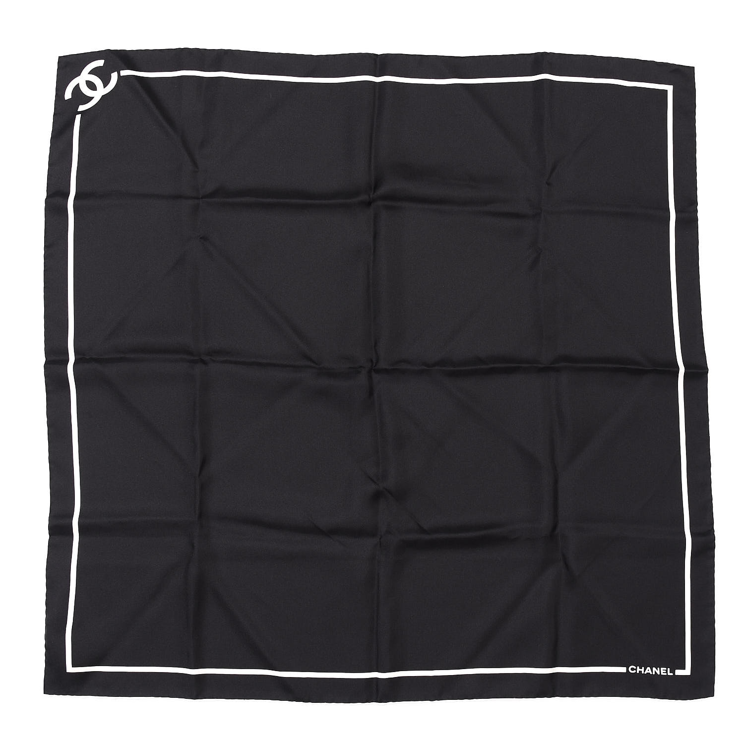 CHANEL シャネル　silk Square scarf - Silk jacquard, black, gray, white & gold
