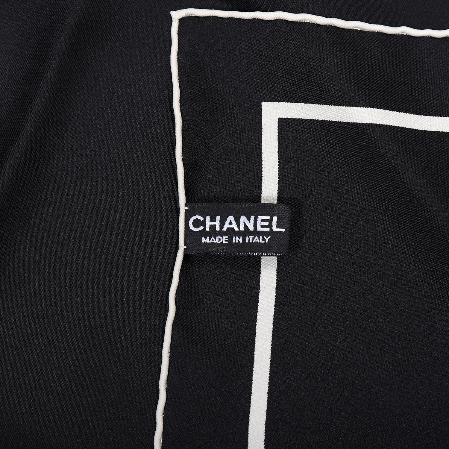 CHANEL Silk CC Logo Stripe Scarf Black White 609326