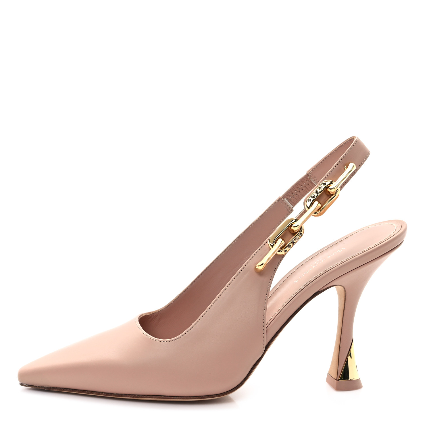 LOUIS VUITTON Calfskin Sparkle Slingback Pumps 36 Nude