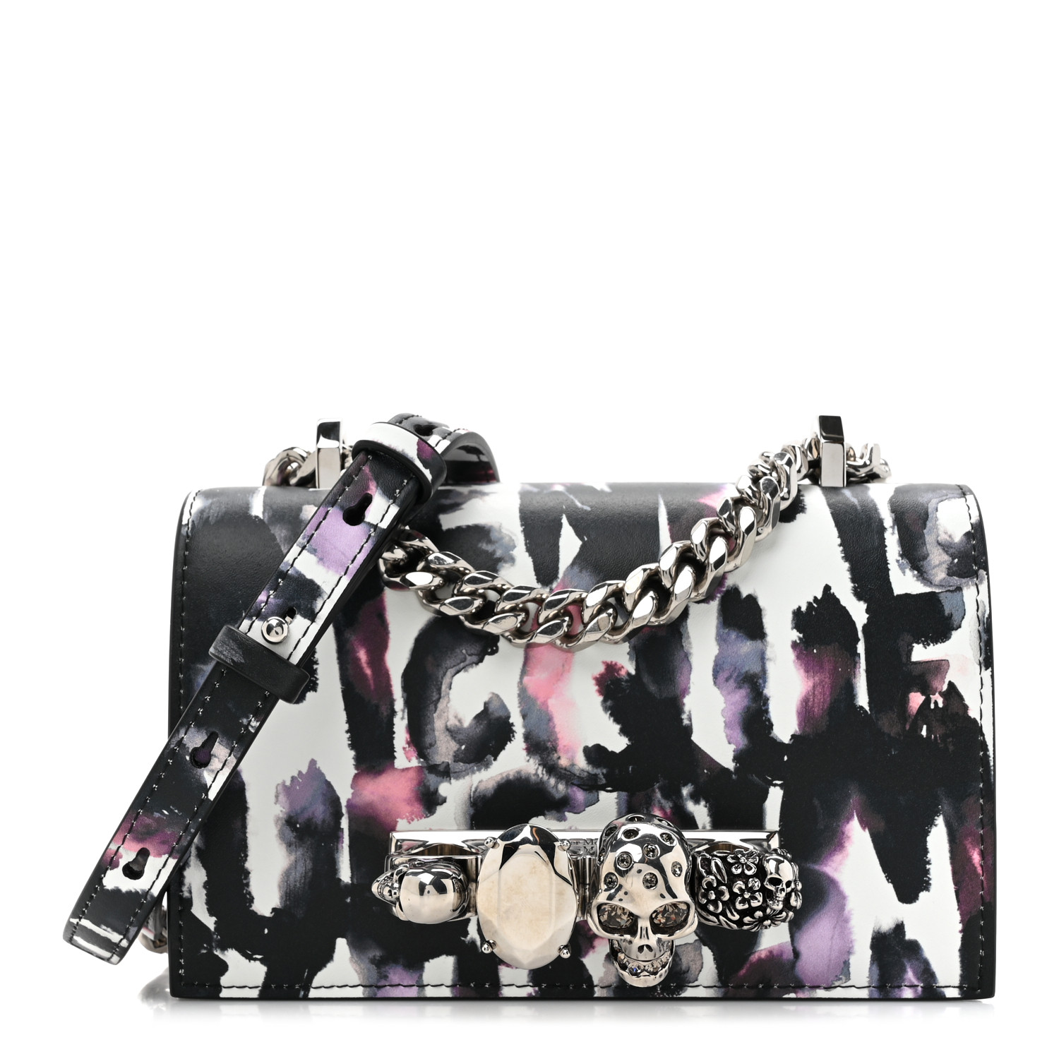 【＊ALEXANDER McQUEEN ハンドバッグ 希少＊】 ALEXANDER MCQUEEN Nappa Grafitti Mini Jeweled Knuckle