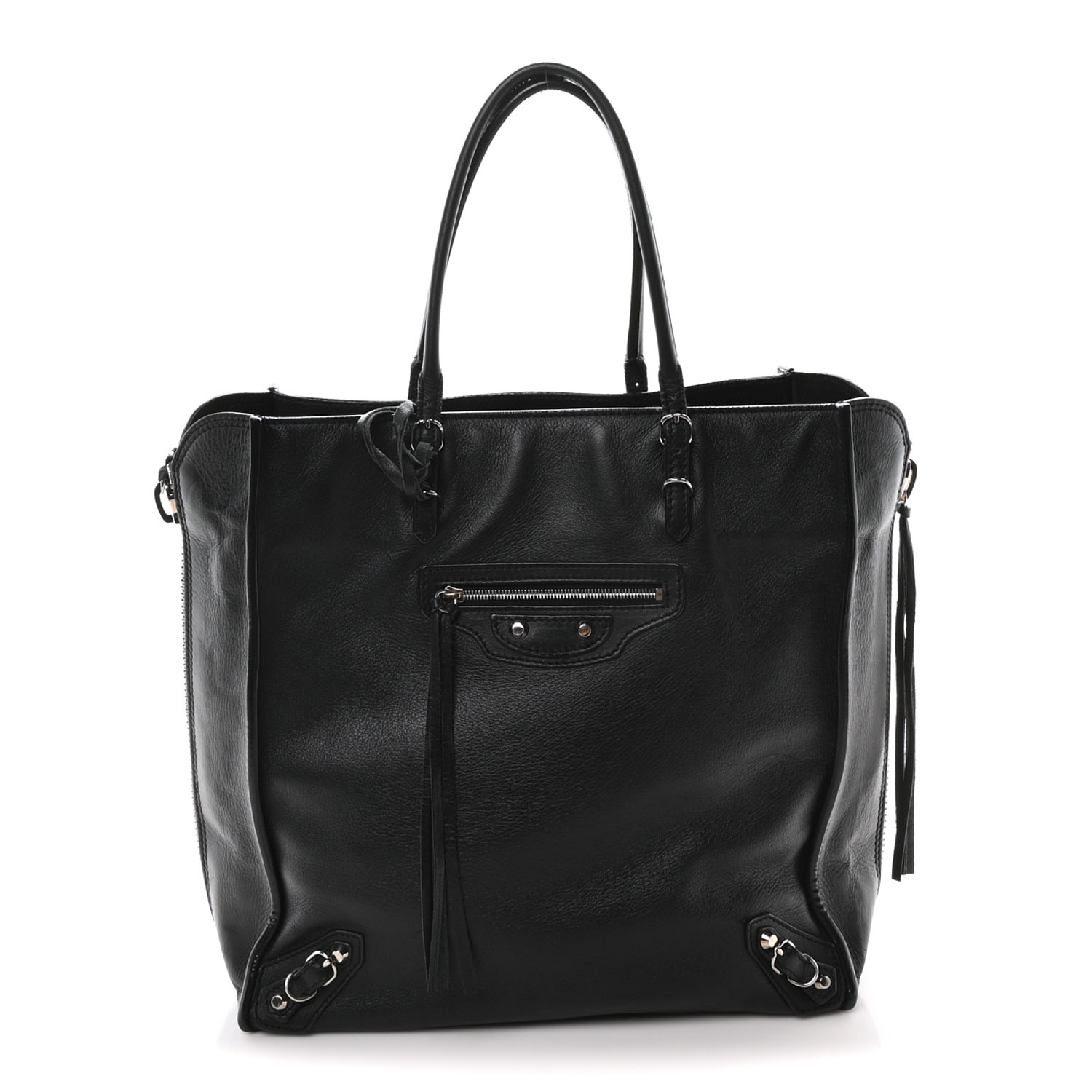 BALENCIAGA Veau Papier A5 Zip Around Tote Black 1662699