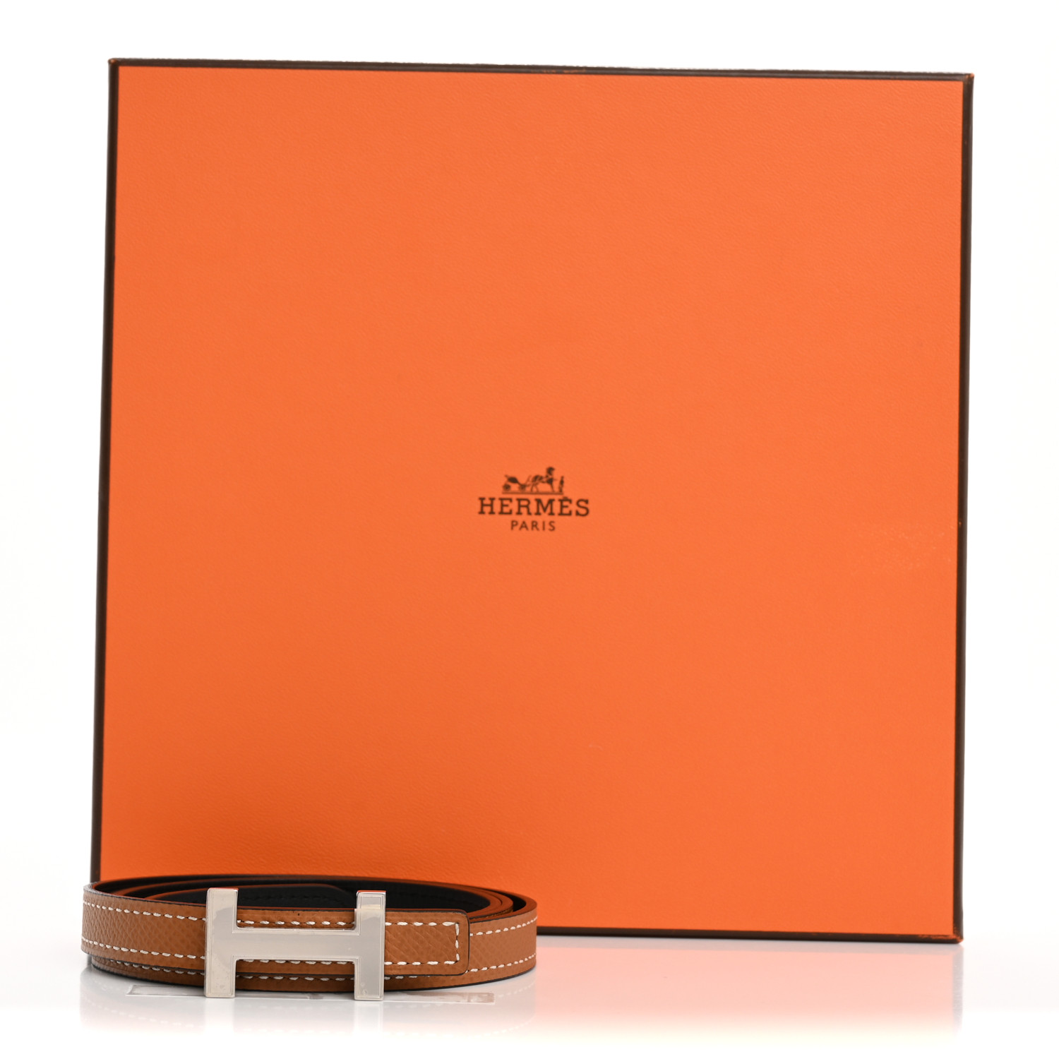 HERMES Swift Epsom 13mm Focus Belt 85 Black Gold 1672872