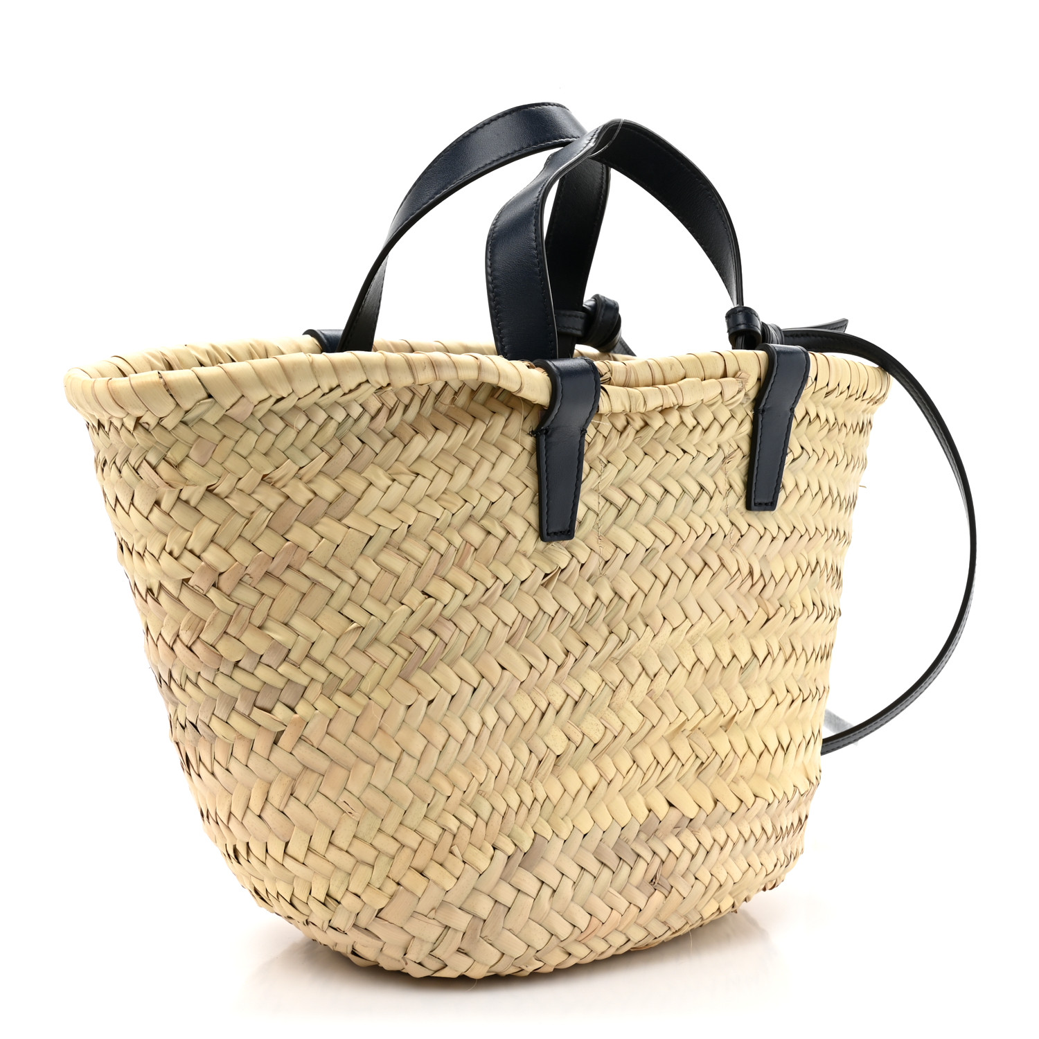 CELINE Raffia Calfskin Triomphe Nano Panier Navy Blue