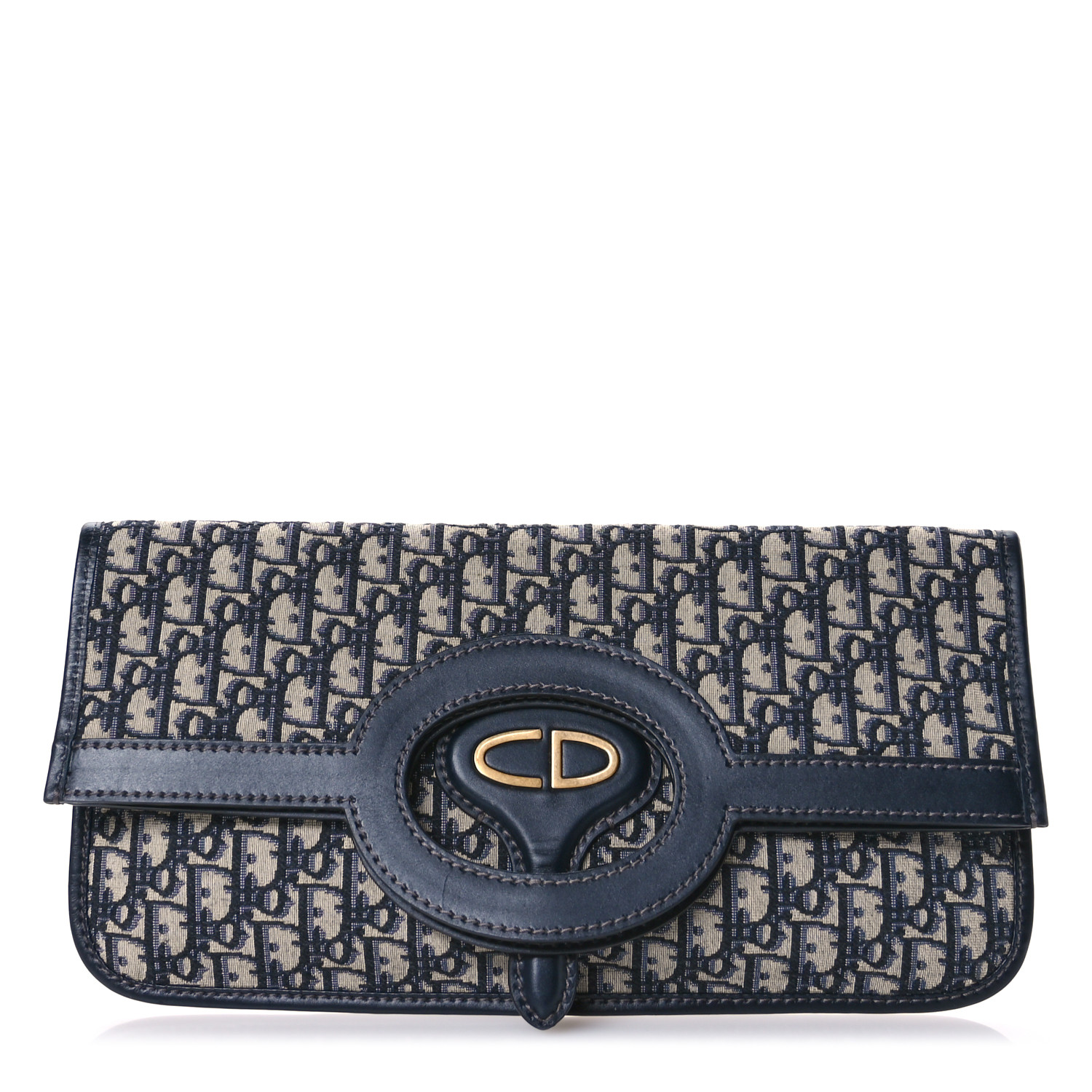 CHRISTIAN DIOR Oblique Fold Over Clutch Blue 1667713
