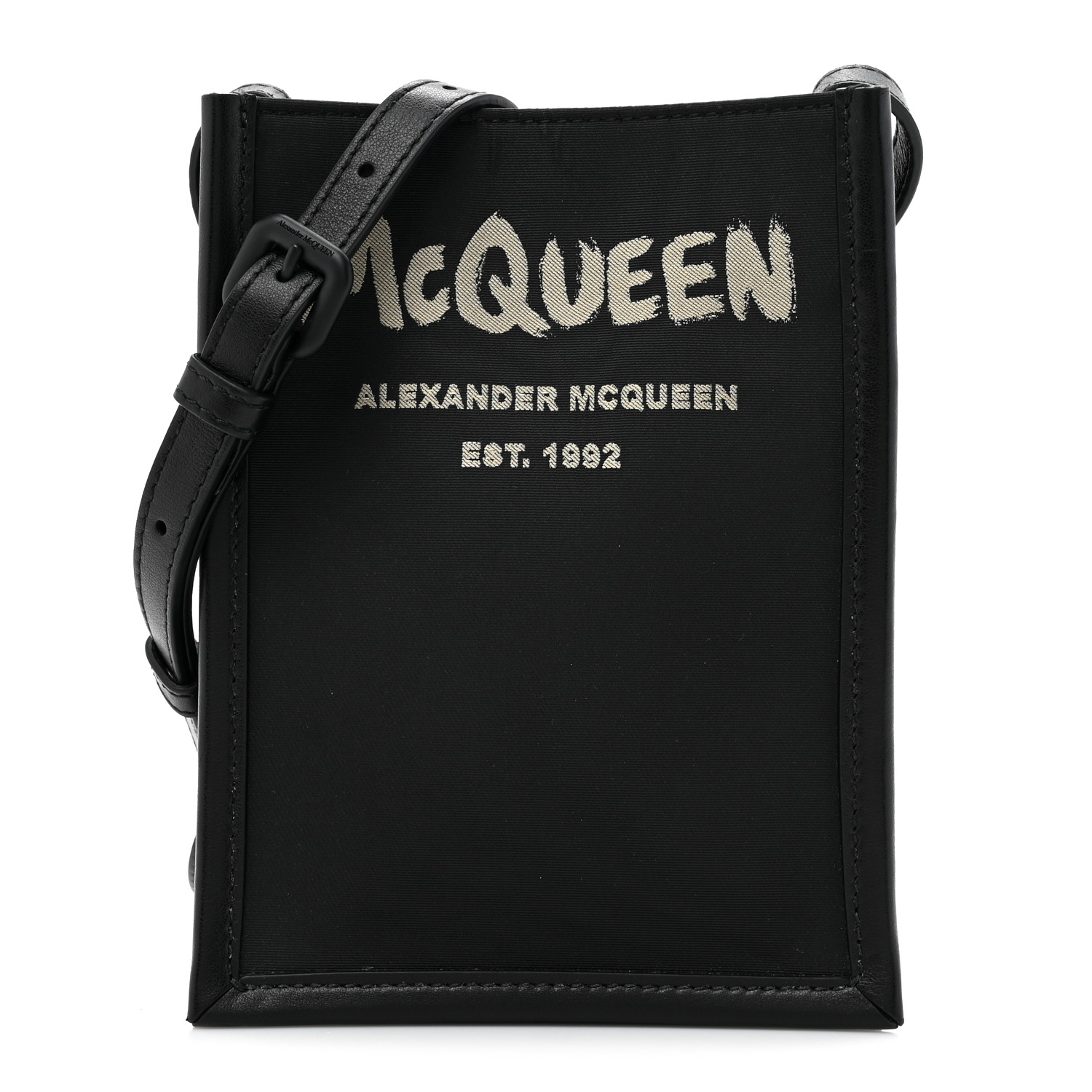 ALEXANDER MCQUEEN Nylon Calfskin Graffiti Logo Mini