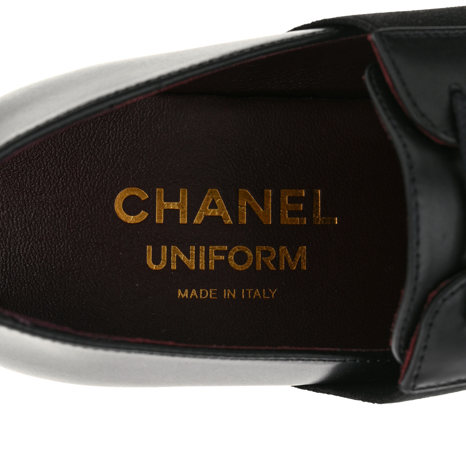 CHANEL Calfskin Elastic Lace Up Cap Toe CC Loafers 36 Black
