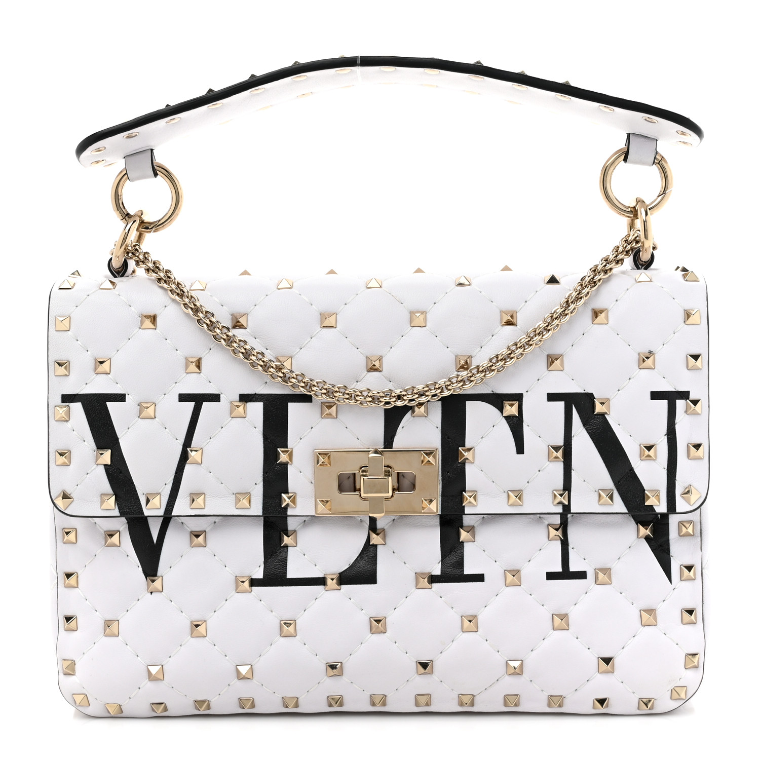 【VALENTINO】VLTN LOGO SHOULDER BAG VALENTINO GARAVANI Lambskin VLTN Print Medium Rockstud Spike