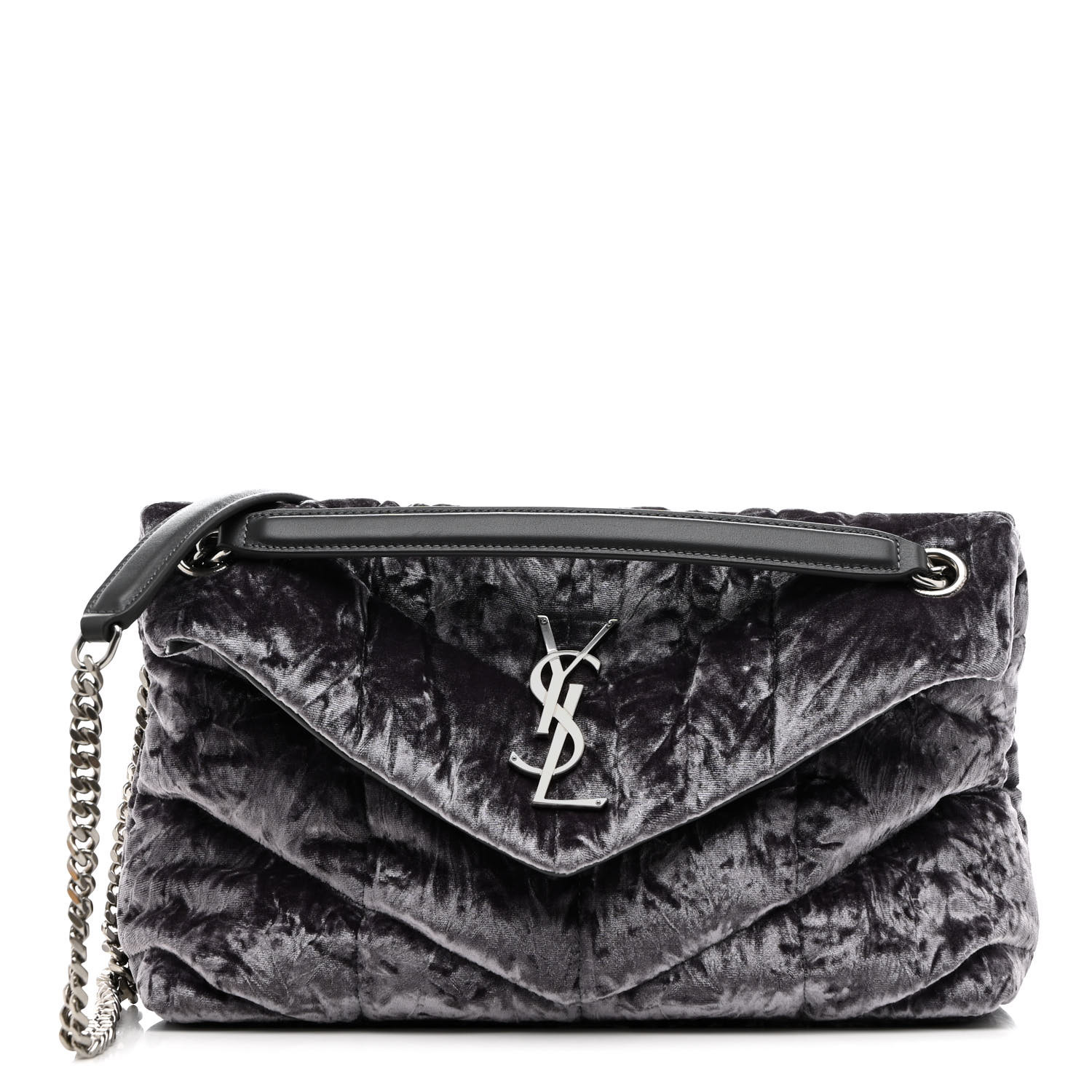 【Saint Laurent】YSL PW MBAG VELVET CALF◆8197582ZA0W SAINT LAURENT Crushed Velvet Quilted Small Loulou Puffer