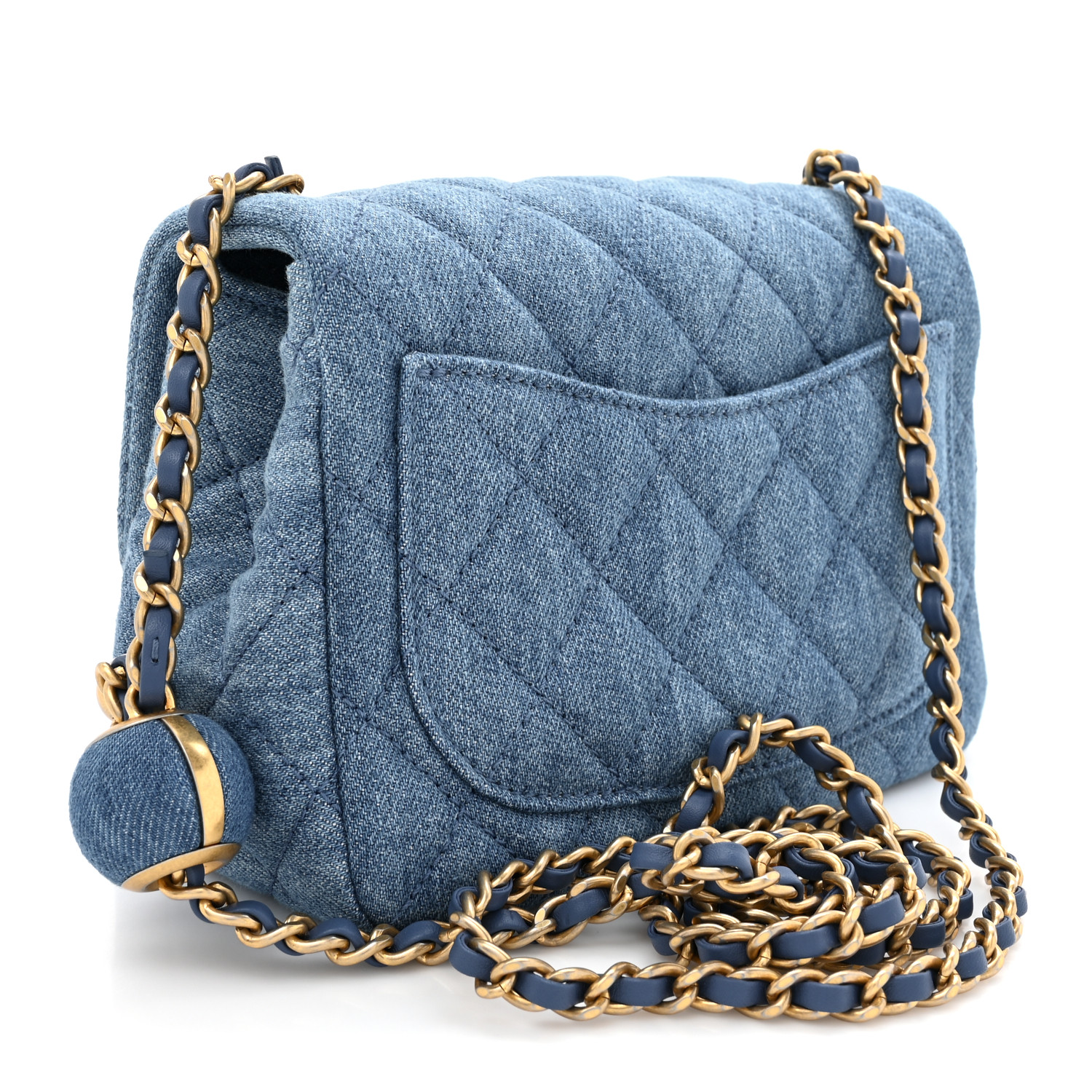 ゆ　　　CHANEL CHANEL Denim Quilted Mini Pearl Crush Flap Blue 1668807