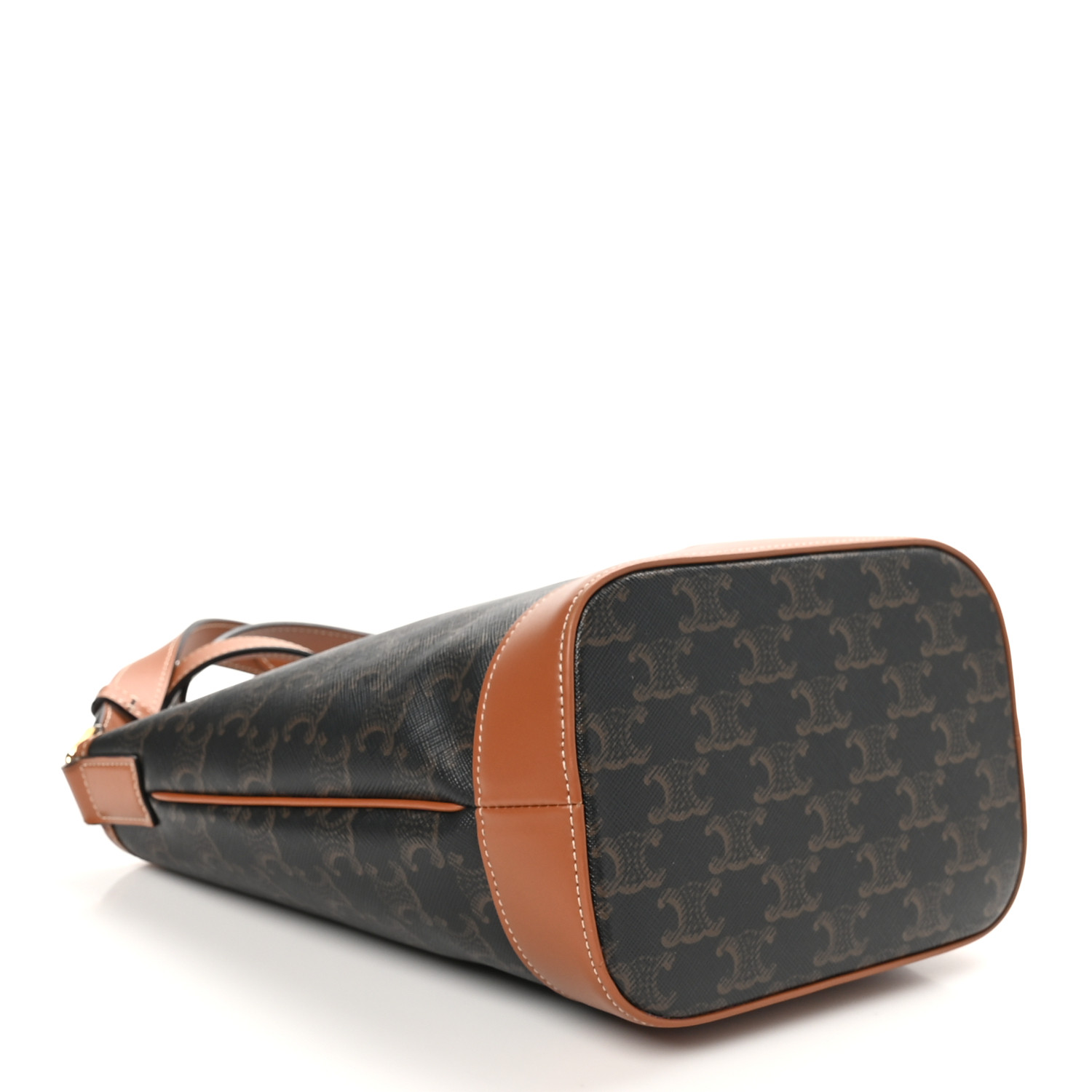 CELINE Triomphe Canvas Calfskin Small Bucket Bag Tan 1667285