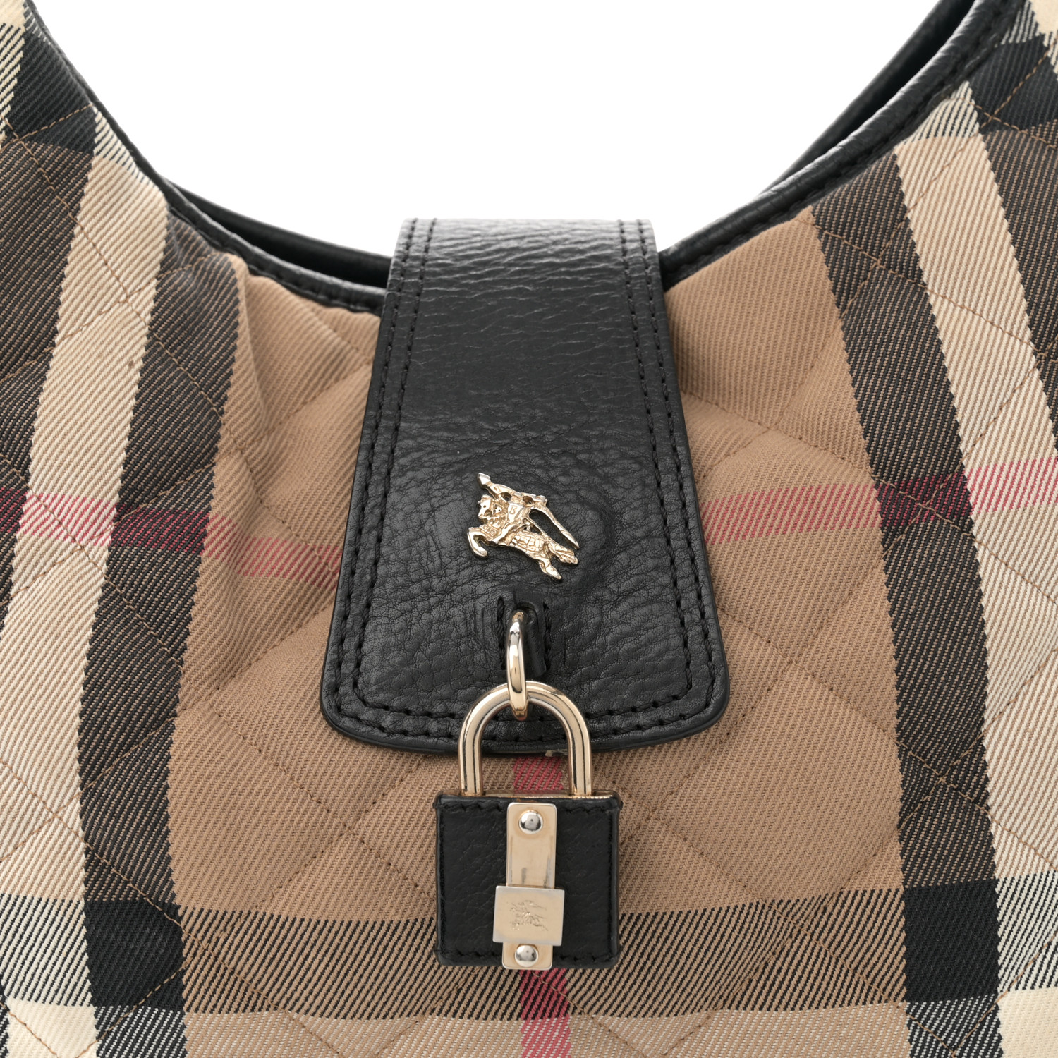 BURBERRY House Check Quilted Brook Hobo Black 1682198