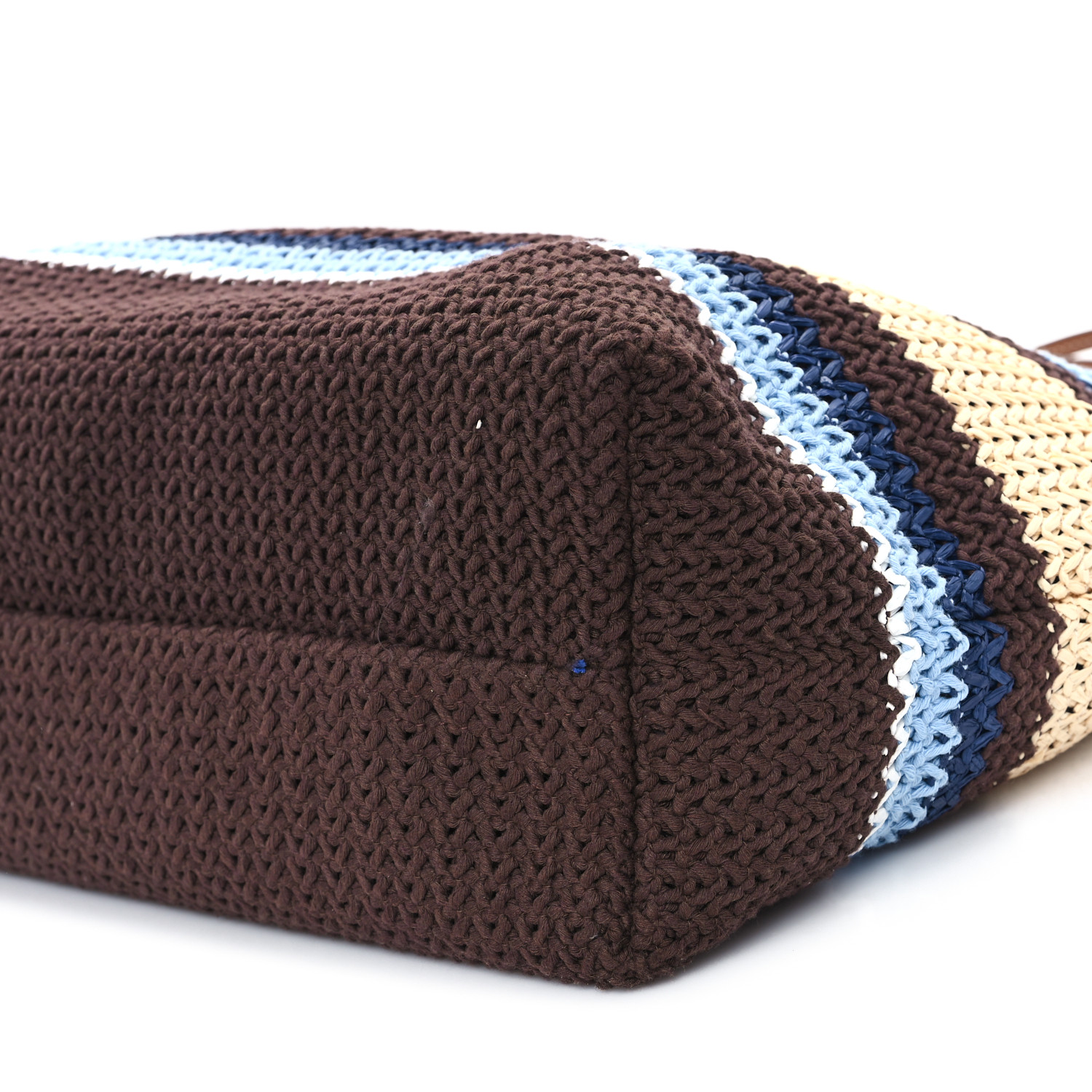 MIU MIU Raffia Effect Crochet Large Woven Tote Cocoa Brown
