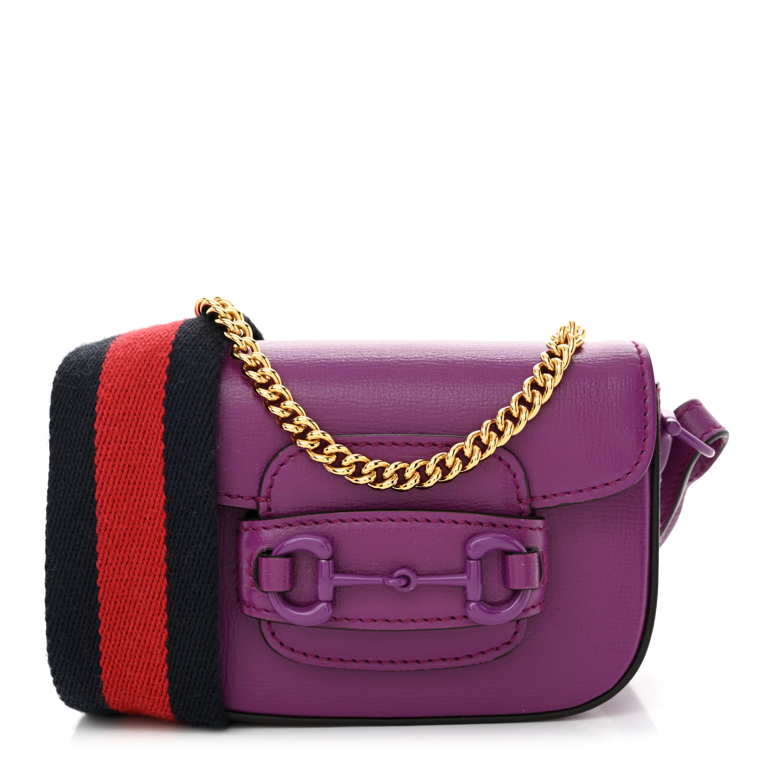 GUCCI Azalea Calfskin Web Monochrome Horsebit 1955 Wallet On