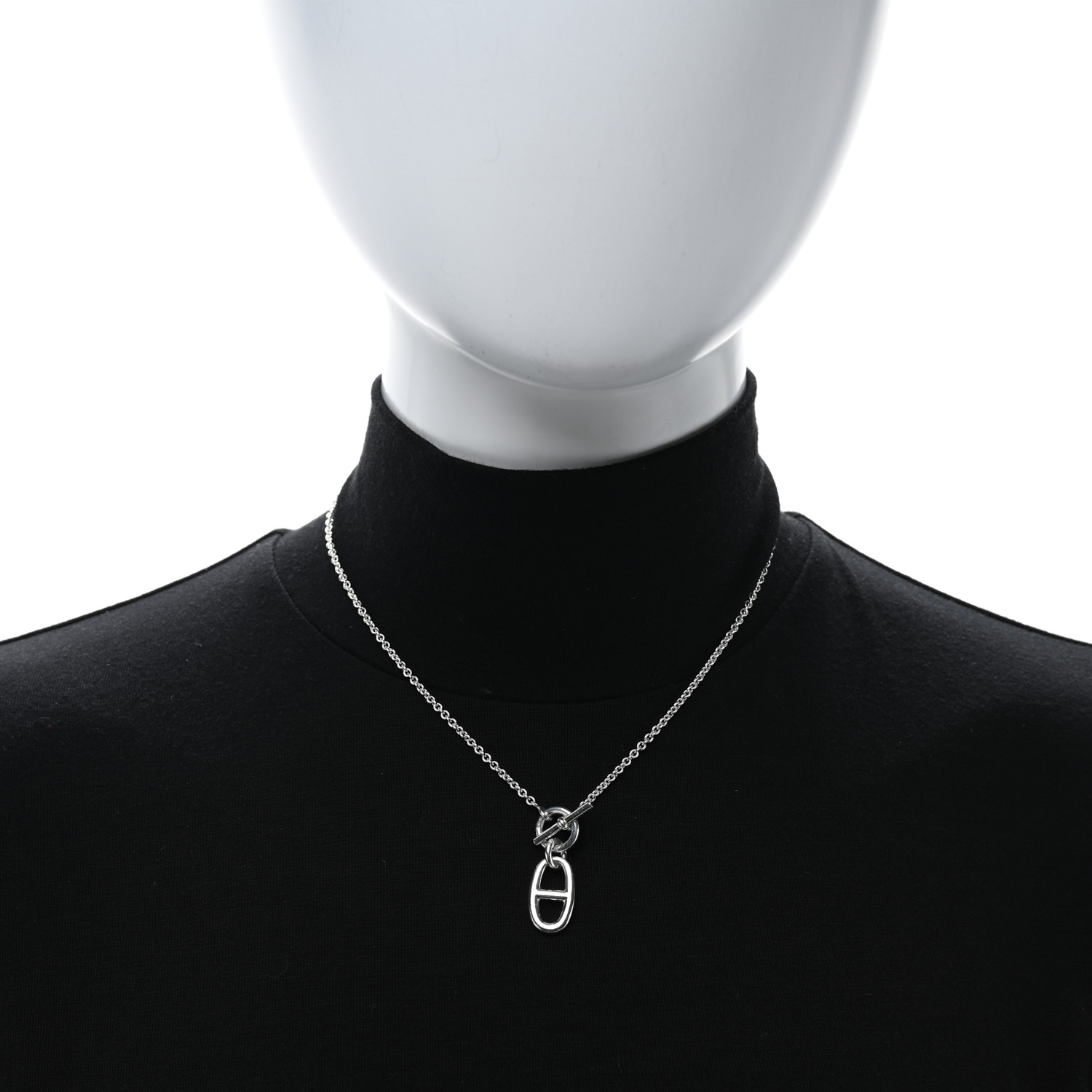 HERMES Sterling Silver Amulette Chaine d'Ancre Necklace