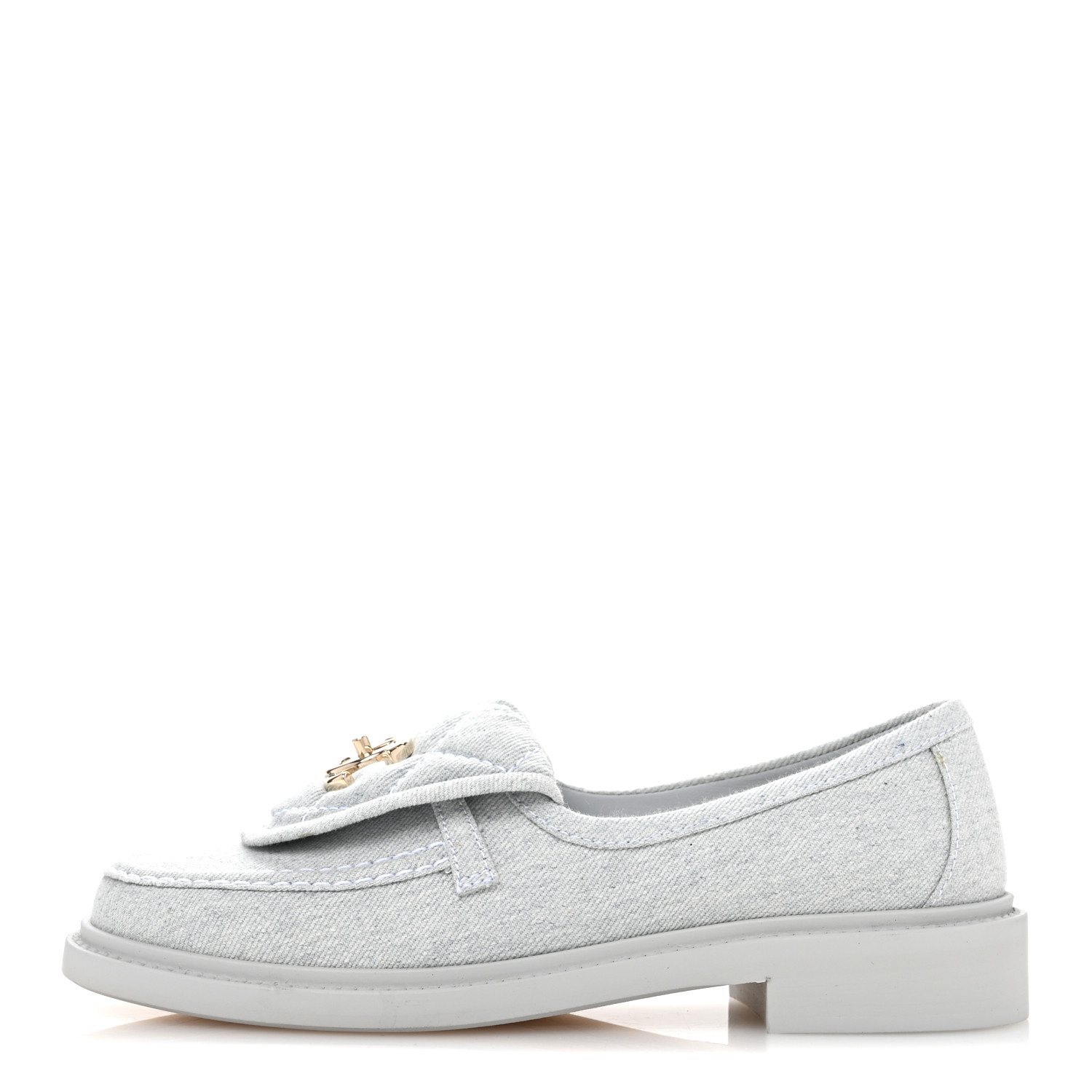 CHANEL シルバーローファーjil sander balenciaga CHANEL Denim CC Turnlock Loafers 35 Blue 1683895 | FASHIONPHILE