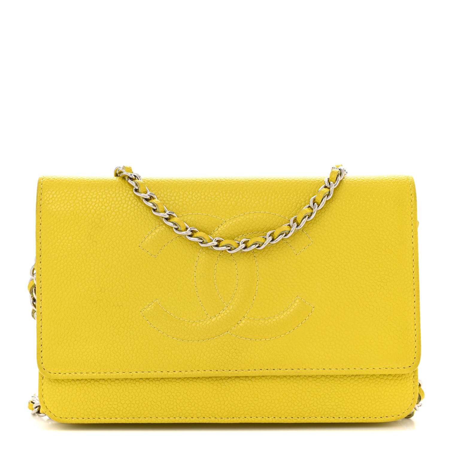 追跡【VINTAGE】Chanel AP2611 Yellow Caviar Skin Crossbody Chanel Timeless Wallet On Chain Suede Caviar Yellow | SACLÀB
