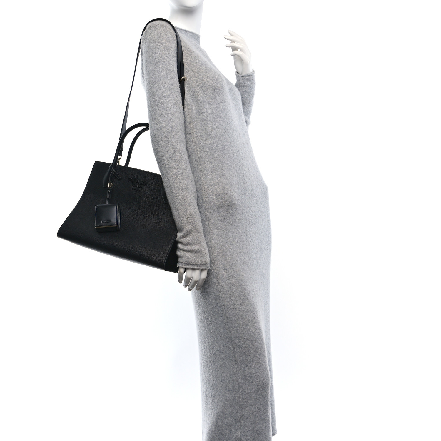 ハンドバッグ PRADA | Prada Monochrome medium Saffiano bag PRADA Saffiano Cuir Calfskin Medium Monochrome Top Handle